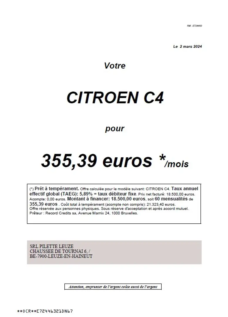 Citroen C4 1.2 PureTech Feel S*80X355.39€ Blauw - 2