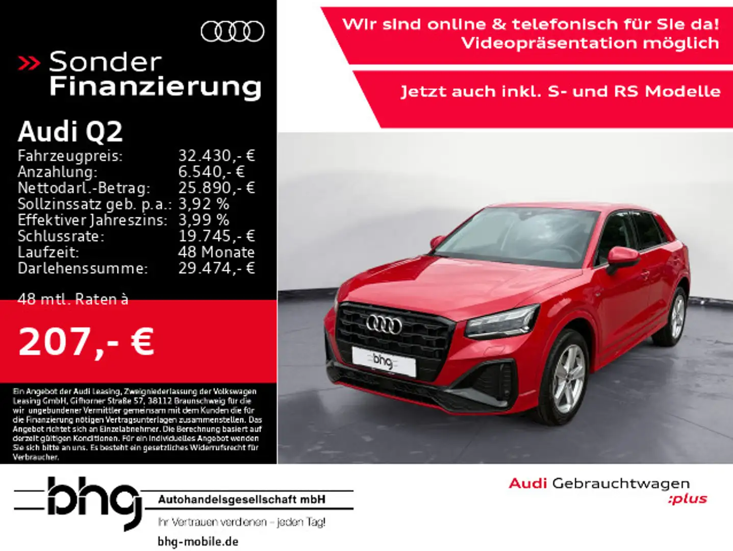 Audi Q2 35 TDI S tronic S line Klima Rot - 1