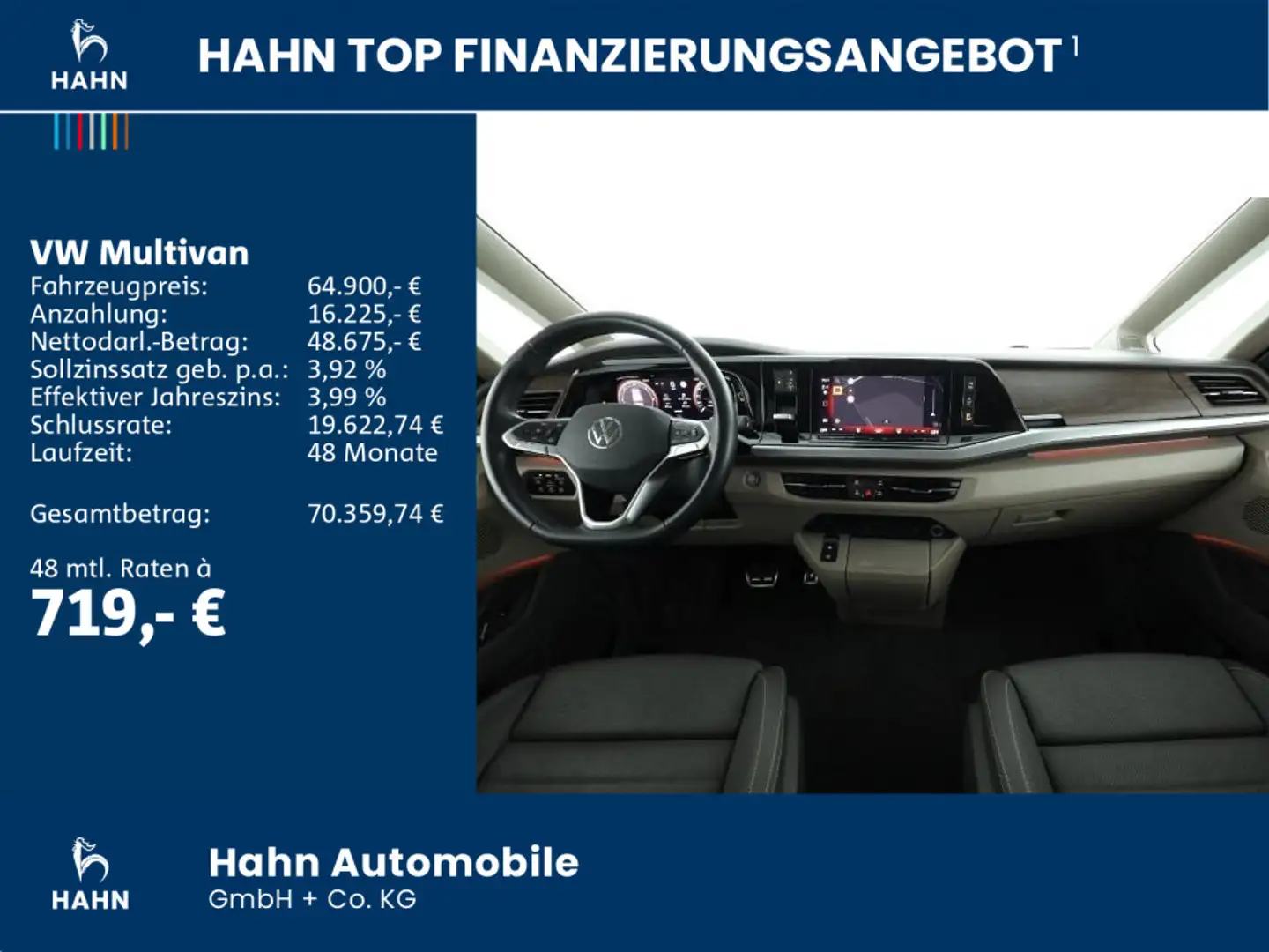 Volkswagen T7 Multivan 110KW TDI Style MATRIX ACC AHK DCC HEAD Grau - 2