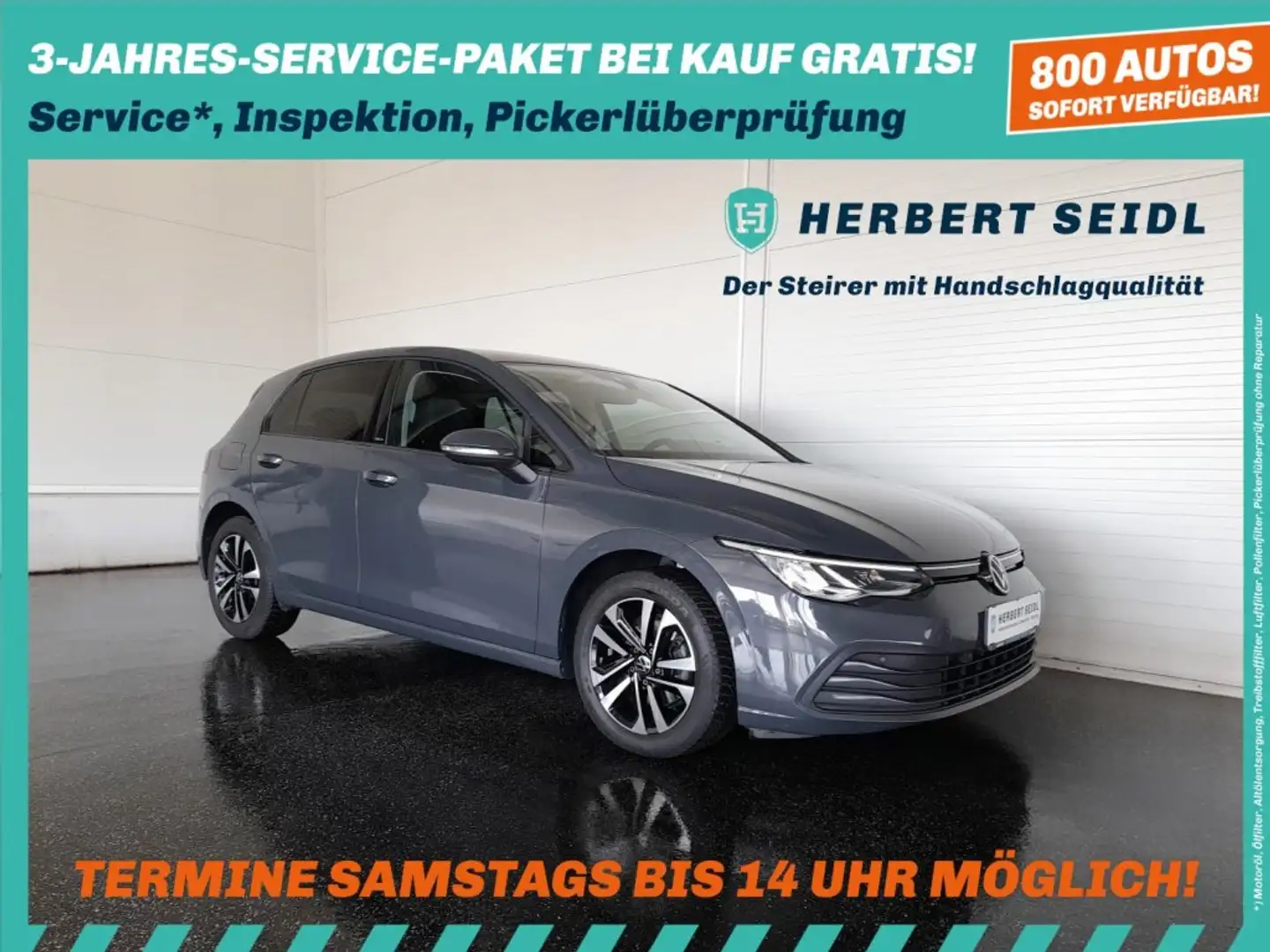 Volkswagen Golf VIII UNITED 2,0 TDI DSG *LED MIT FLA / VIRTUELL / NAVI / AHV / ACC / 3-ZONEN KLIMA / VERKEHRSZEICHEN & SPURHALTEASSIST* Grau - 1