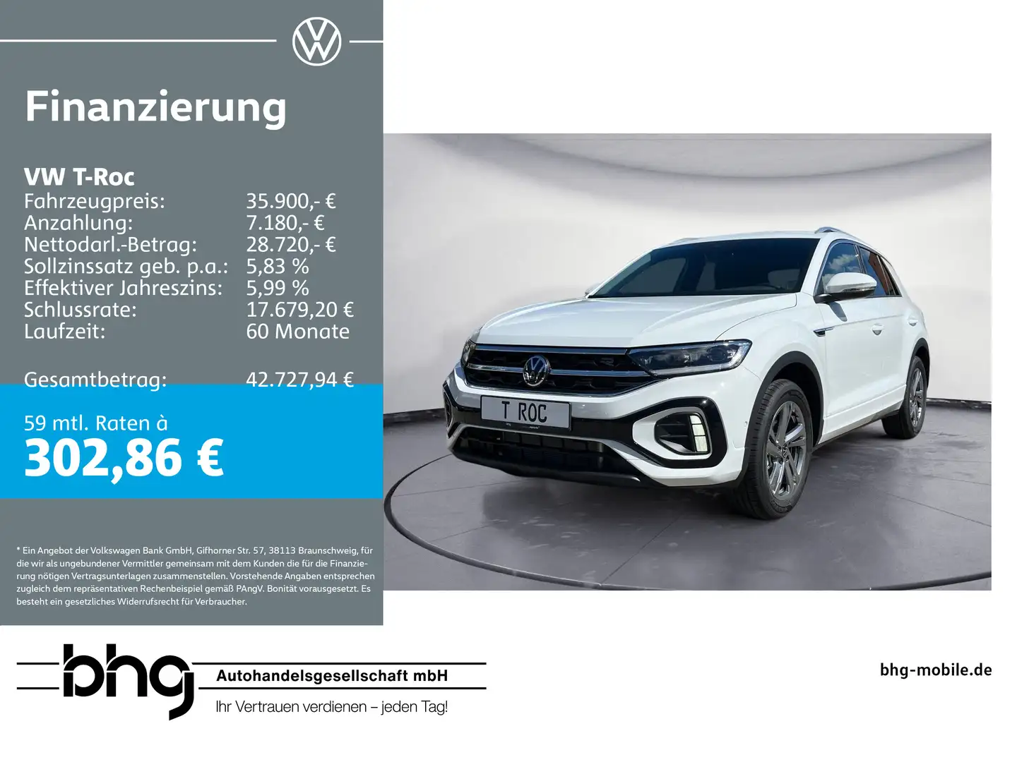Volkswagen T-Roc R-Line 1.5 l TSI OPF 7-Gang-Doppelkupplung Weiß - 1