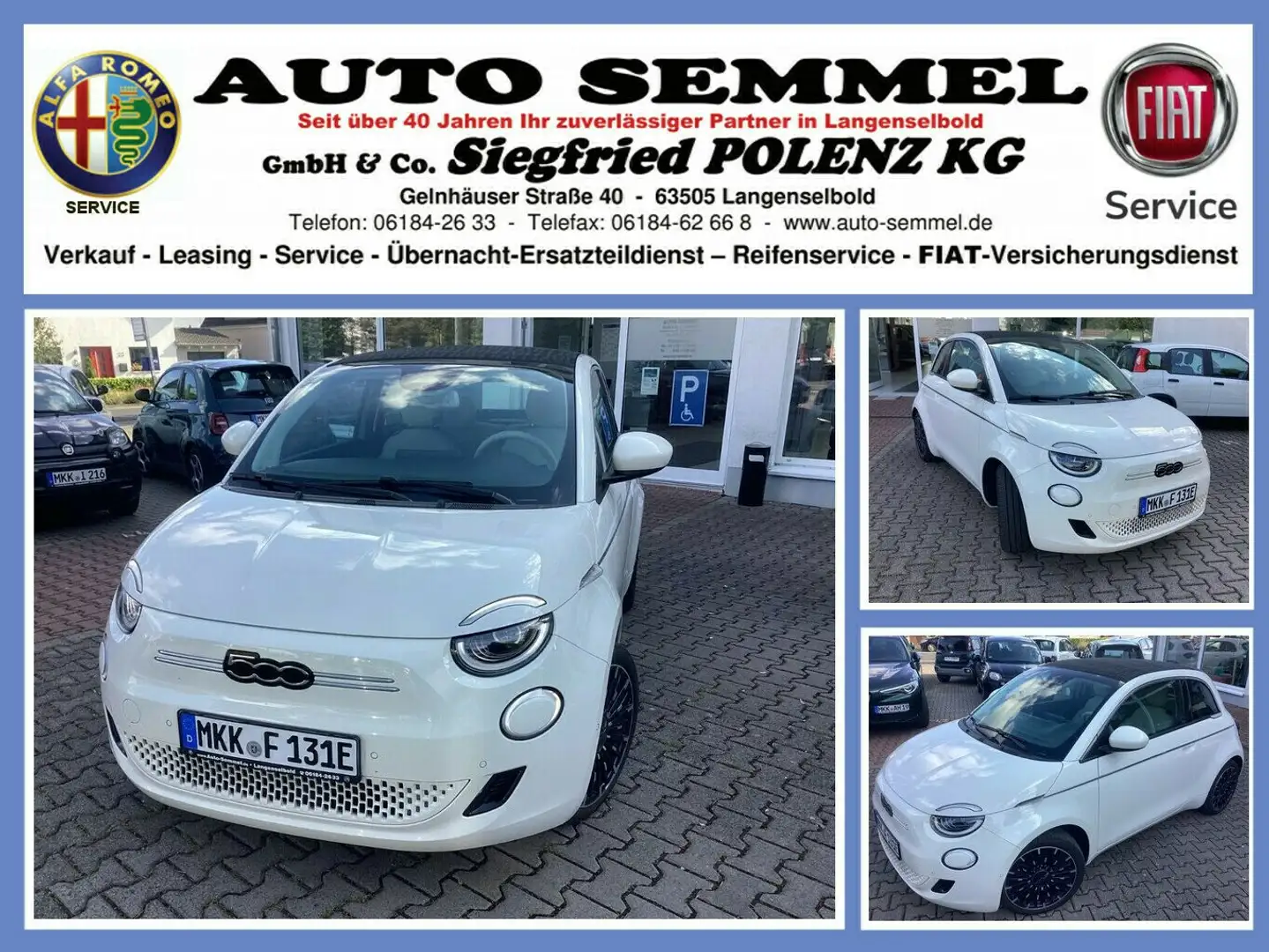 Fiat 500e Cabrio La Prima by Bocelli Bianco - 1