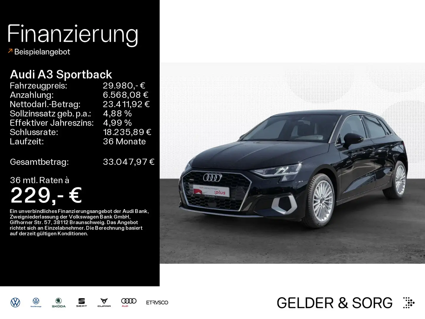 Audi A3 40 TFSI qu. AHK*virtual*LED* Noir - 1