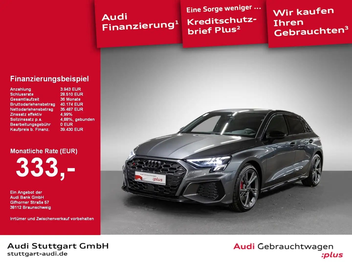 Audi S3 Sportback 2.0 TFSI qu Keyless HeadUp Kamera Grau - 1