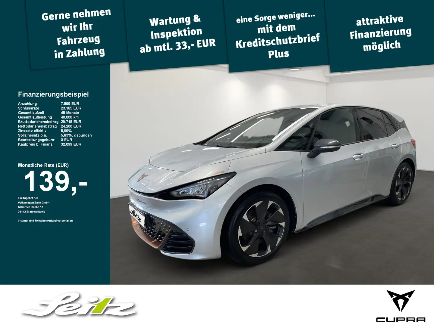 CUPRA Born *LED*NAVI*KAMERA*WÄRMEPUMPE*SITZH* Stříbrná - 1