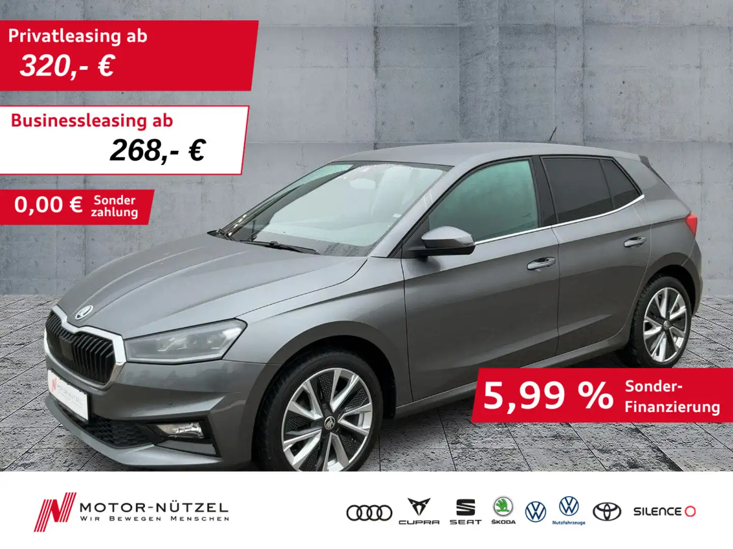 Skoda Fabia 1.5 TSI DSG STYLE LED+NAVI+APP+SHZ+RFK+GRA Grau - 1