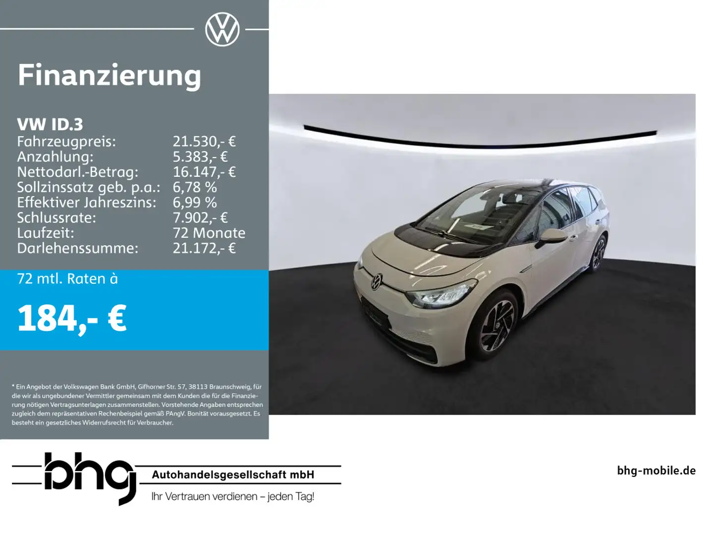 Volkswagen ID.3 Performance Upgrade Pure ACC-Front-LaneAssi Weiß - 1