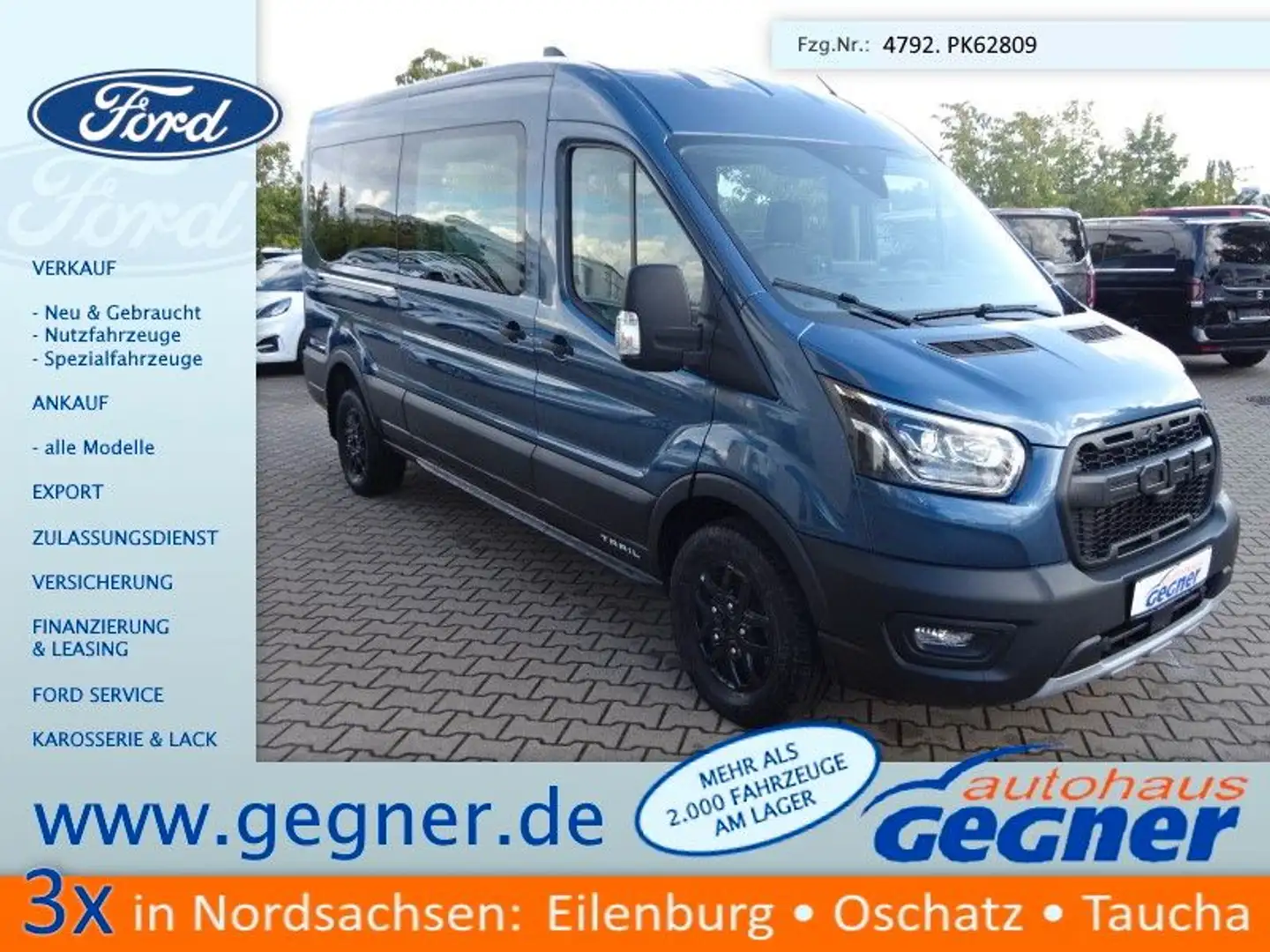 Ford Transit 350L3H2 Kombi Trail 4x4 Navi AHK Stndhz Bleu - 1
