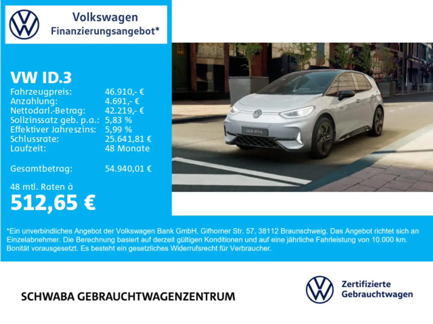 Volkswagen ID.3 GTX 210 kW *MATRIX*NAV*ACC*DCC*PANO*HARMAN* Silber - 1