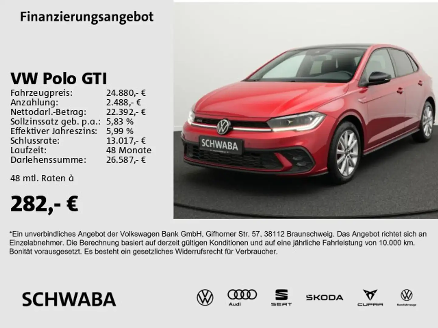 Volkswagen Polo GTI 2.0 TSI DSG *MATRIX*ACC*VIRTUAL*NAVI*19 Rouge - 1
