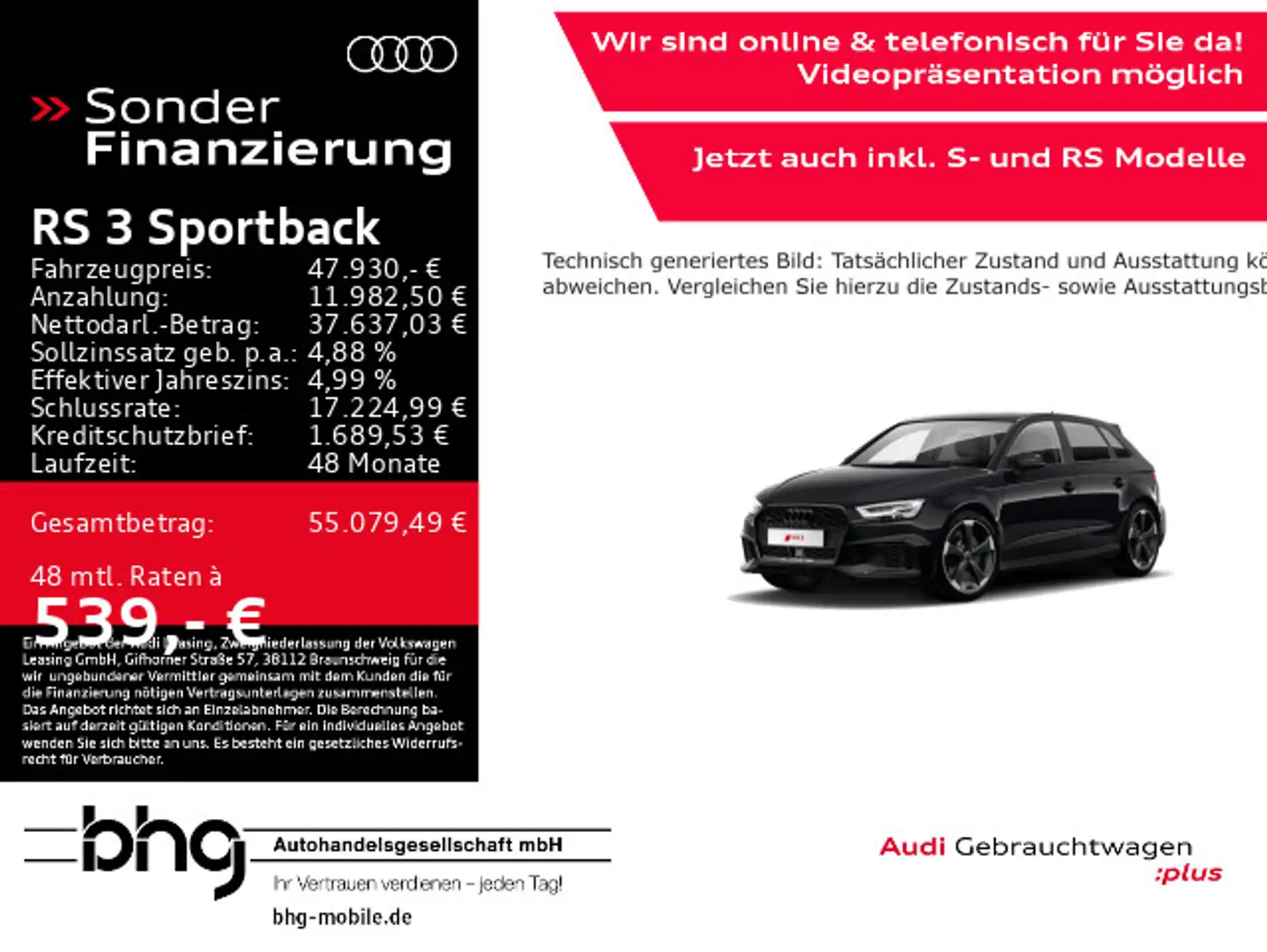 Audi RS3 RS3 Sportback S tronic Schwarz - 1