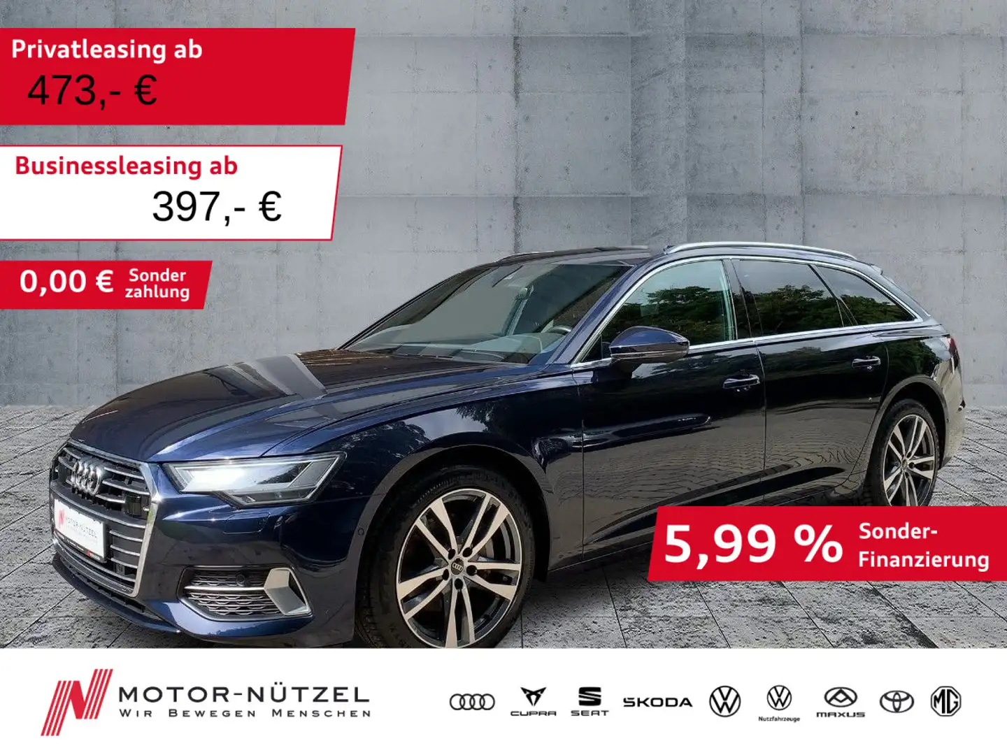 Audi A6 45 TFSI S-TR SPORT 5JG+LED+NAVI+AHK-Vob Blau - 1
