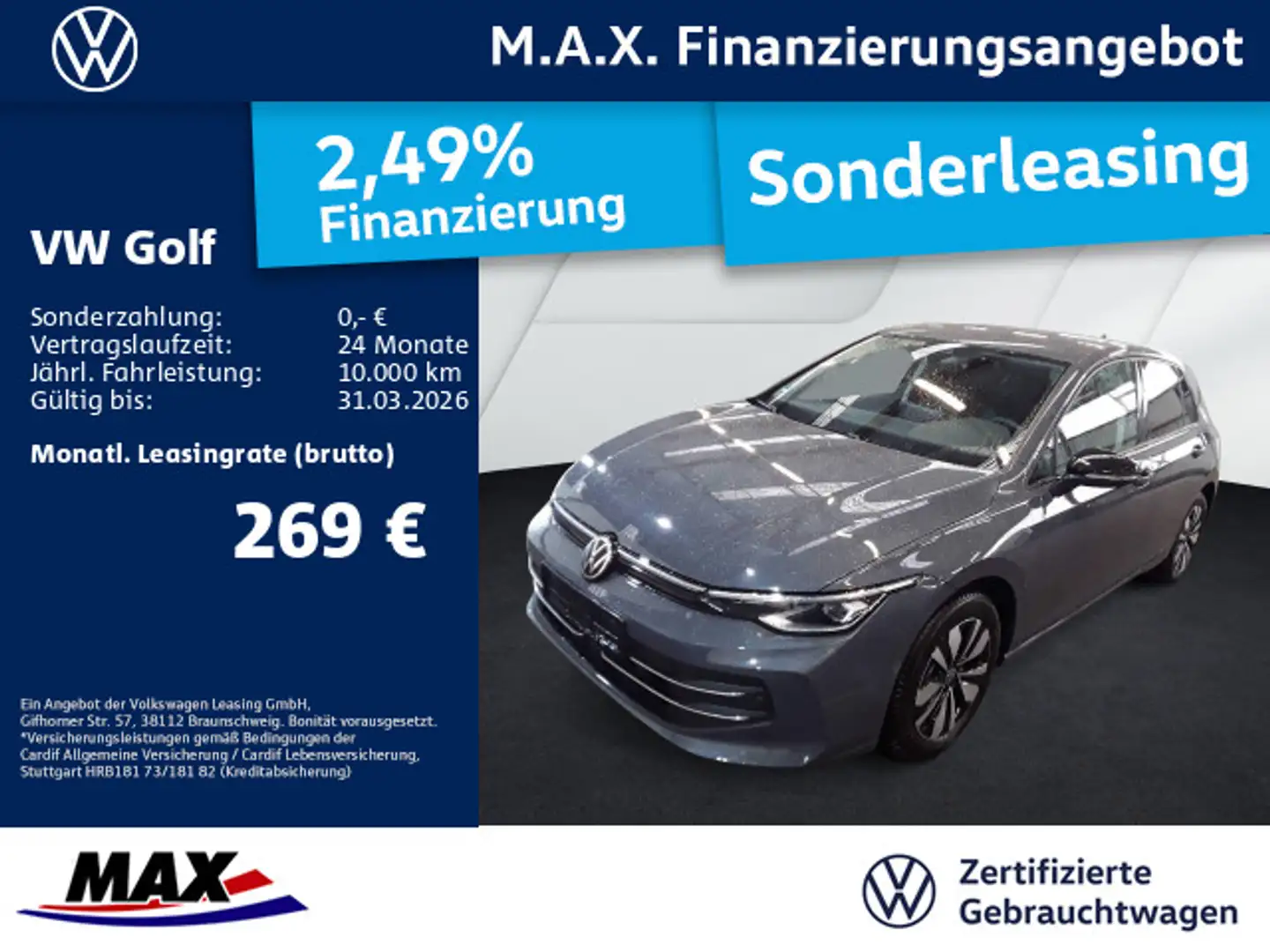 Volkswagen Golf VIII 2.0 TDI DSG GOAL LED PLUS+AHK+ACC+APP+ Grau - 1