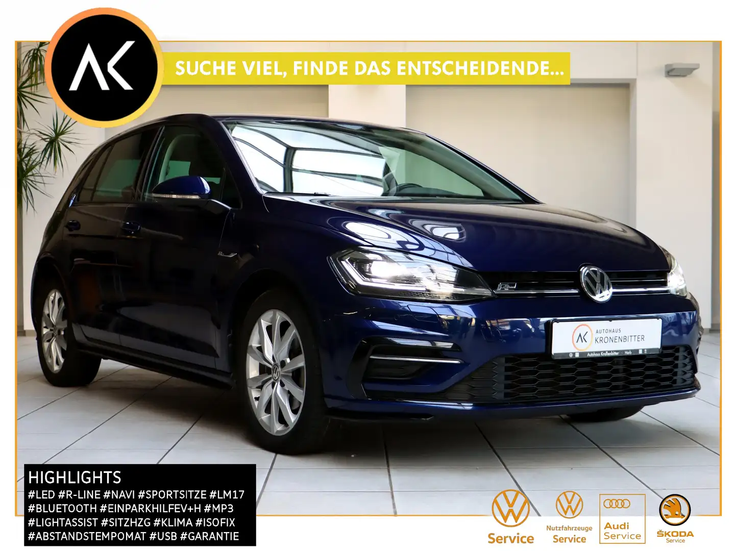 Volkswagen Golf 1.5 TSI Highline DSG 150PS-R-Line Navi LED ACC PDC Blau - 1