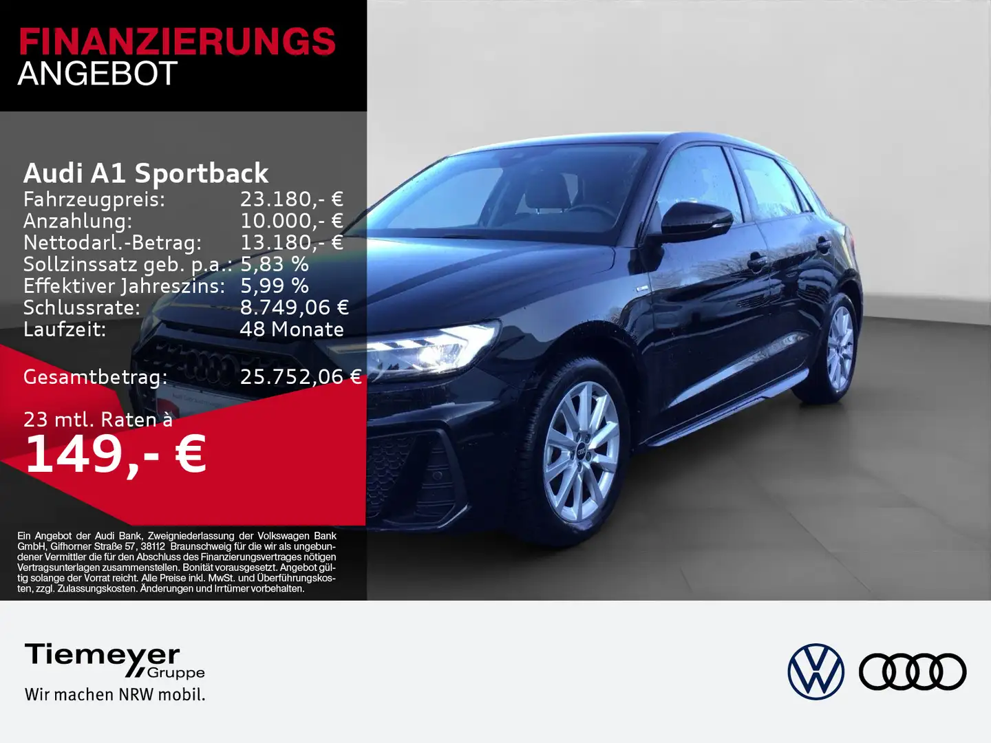 Audi A1 25 TFSI S LINE LED LEDER OPSvAPS+ Schwarz - 1