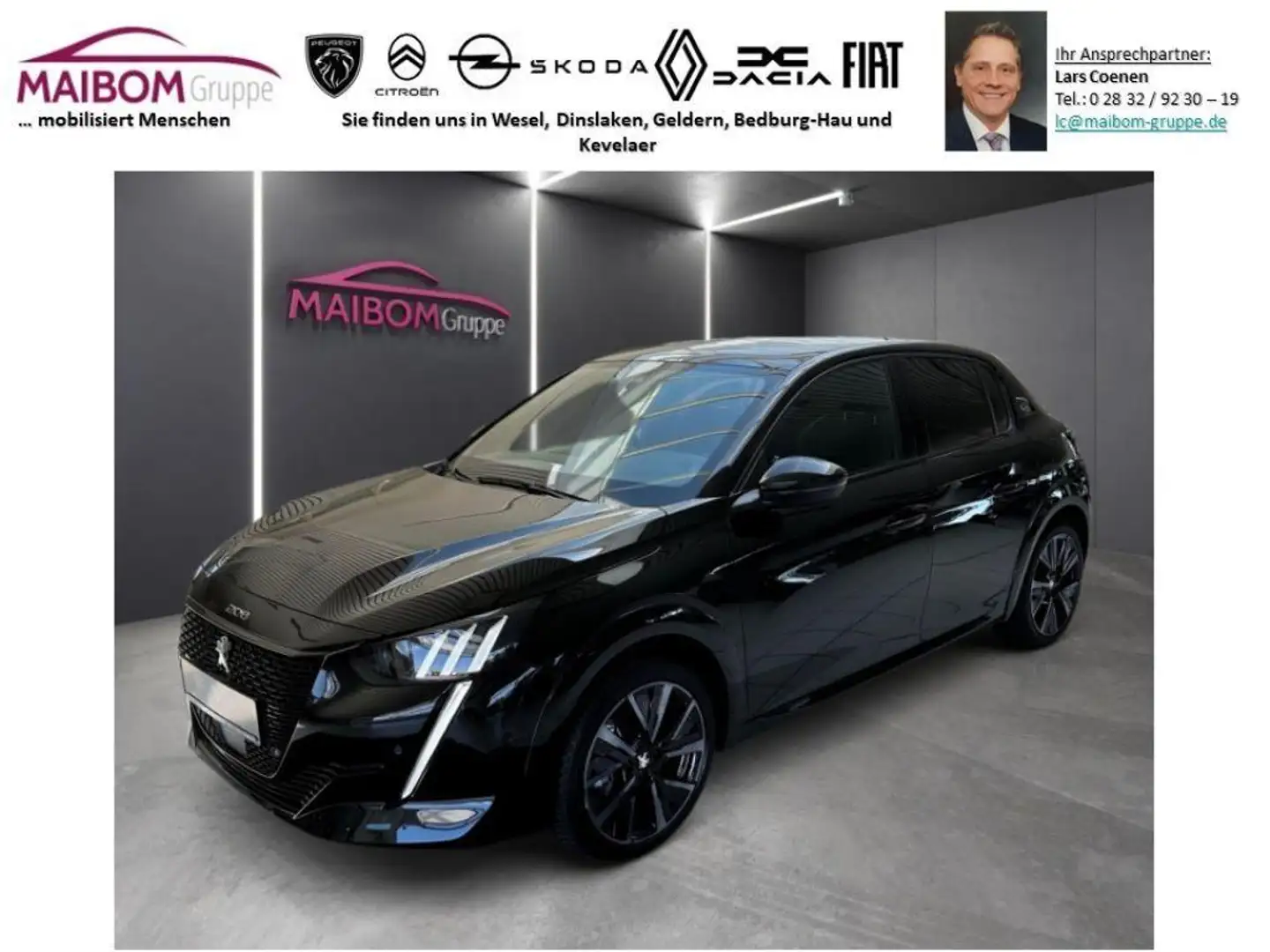 Peugeot e-208 208 Elektromotor 136 GT Schwarz - 1