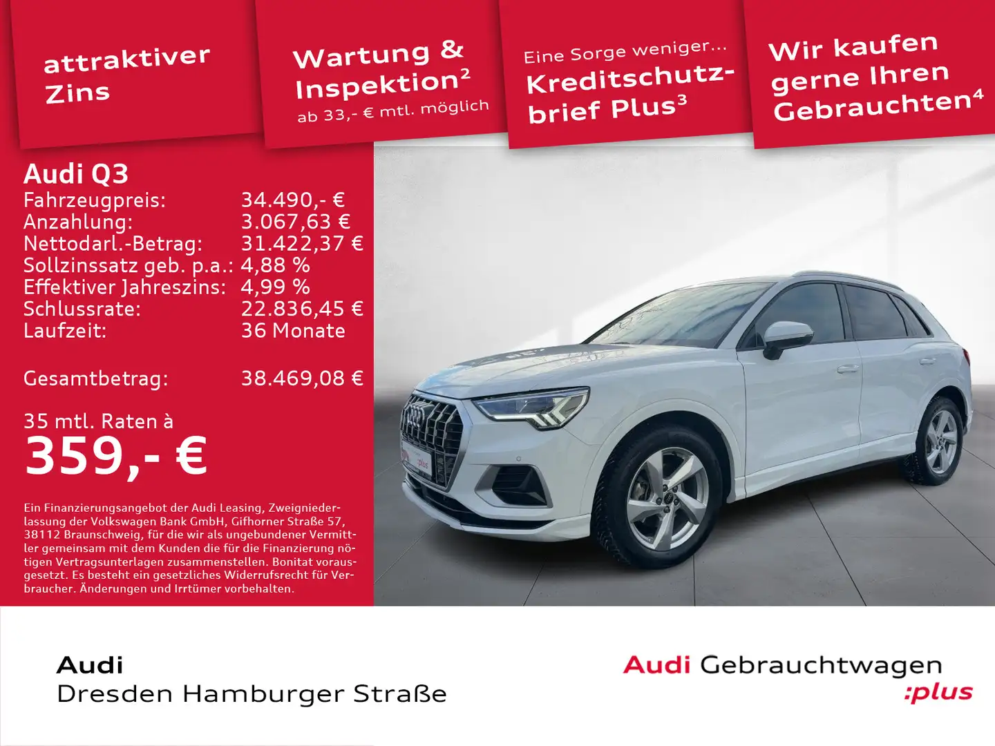 Audi Q3 35 TFSI advanced LED Navi S tronic Weiß - 1