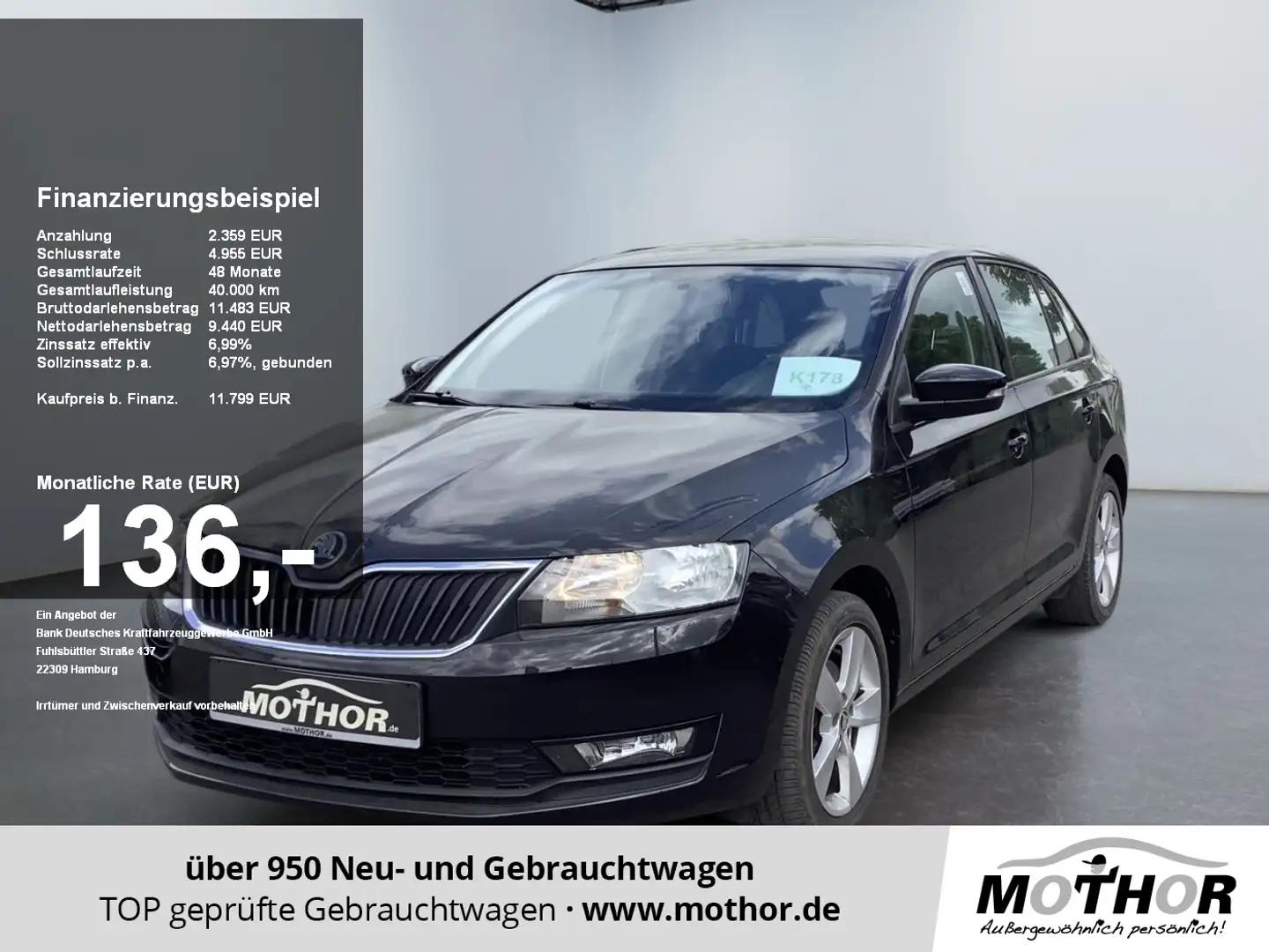 Skoda Rapid/Spaceback Rapid Spaceback Cool Edition 1.0 TSI LMF Klima Schwarz - 1