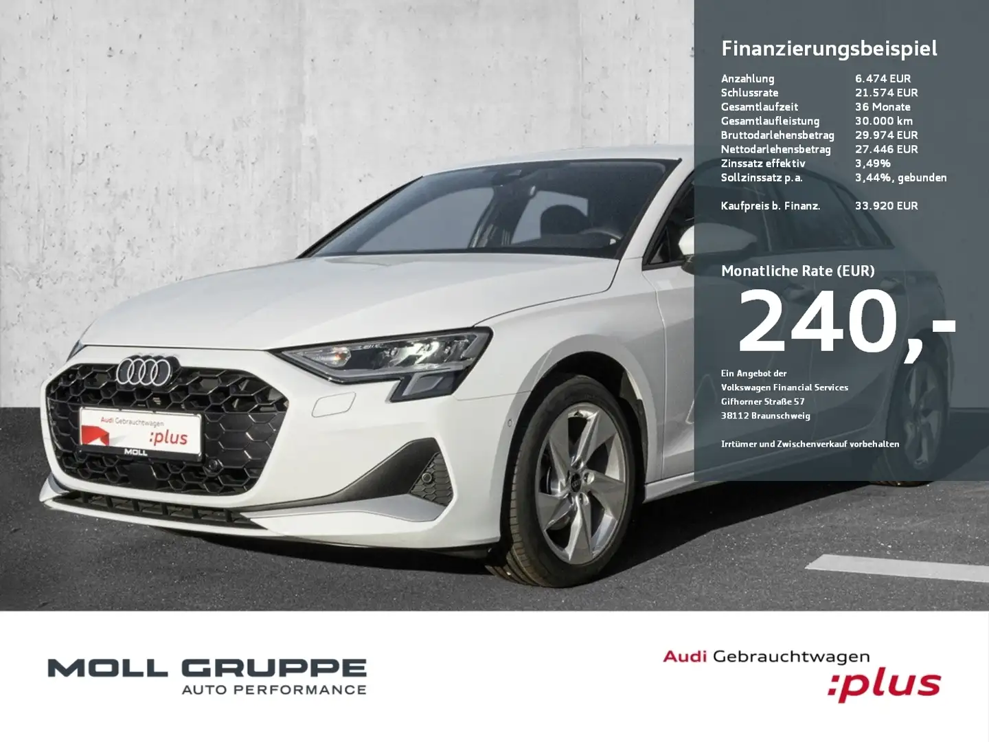 Audi A3 Sportback 35 TFSI S tronic advanced ACC AUT Weiß - 1