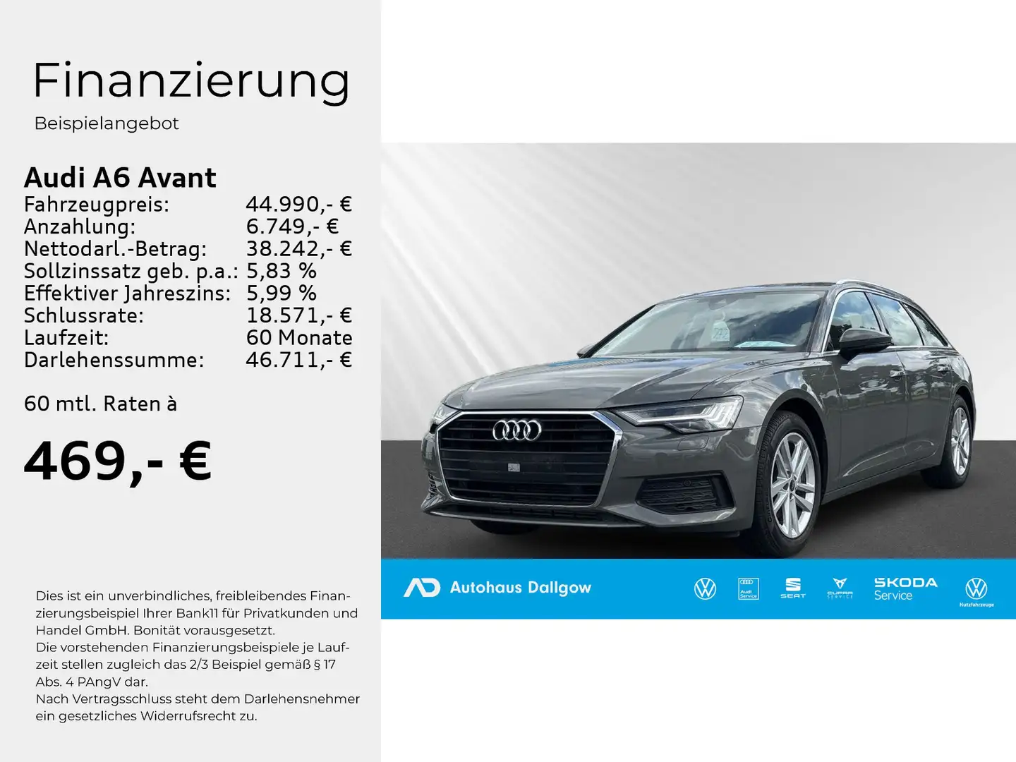 Audi A6 2.0 l 45 TFSI LED+PDC+ Navi+ Klimaaut.+ Grau - 2