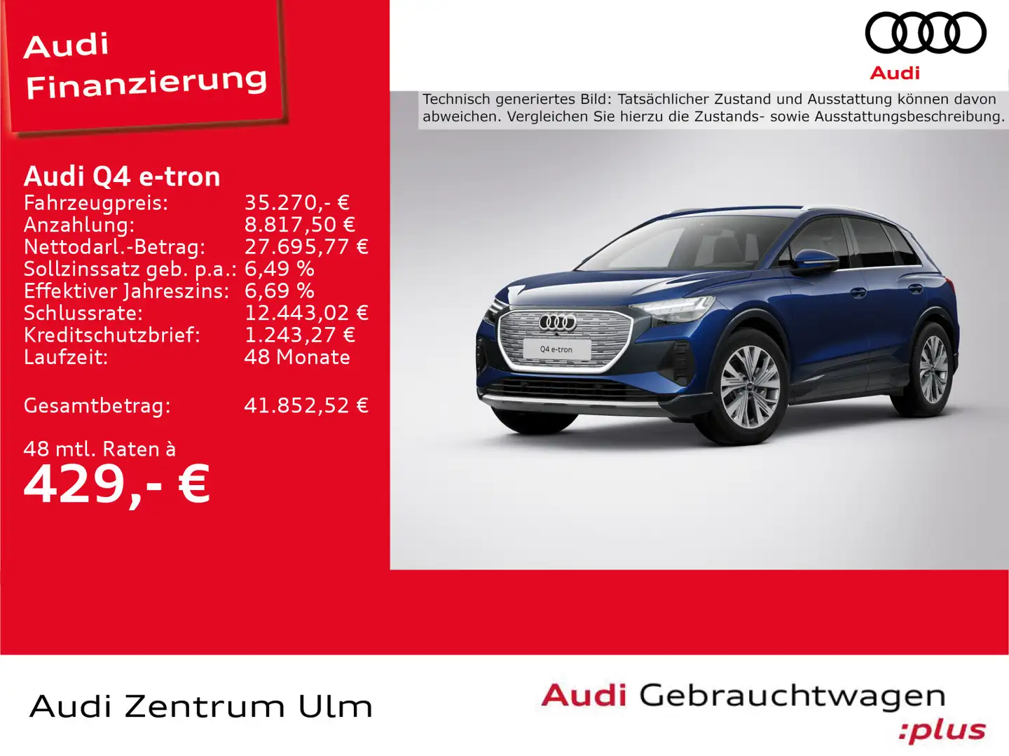 Audi Q4 e-tron 50 quattro AHK HuD NAV MATRIX KAM SHZ Blau - 1