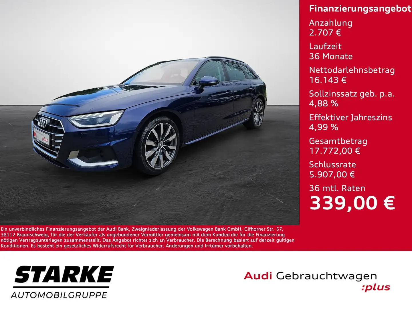 Audi A4 Avant 35 TDI S tronic Advanced NaviPlus Matrix ... Blauw - 1