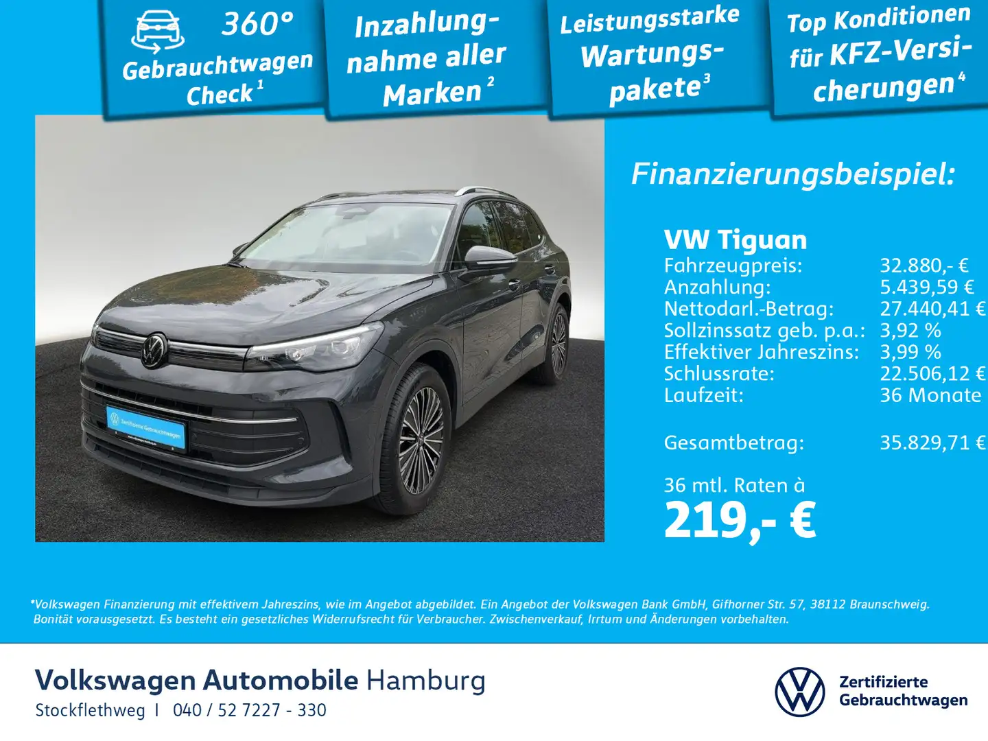 Volkswagen Tiguan 1.5 eTSI Life DSG Navi LED AHK Lenkradhzg Grau - 1