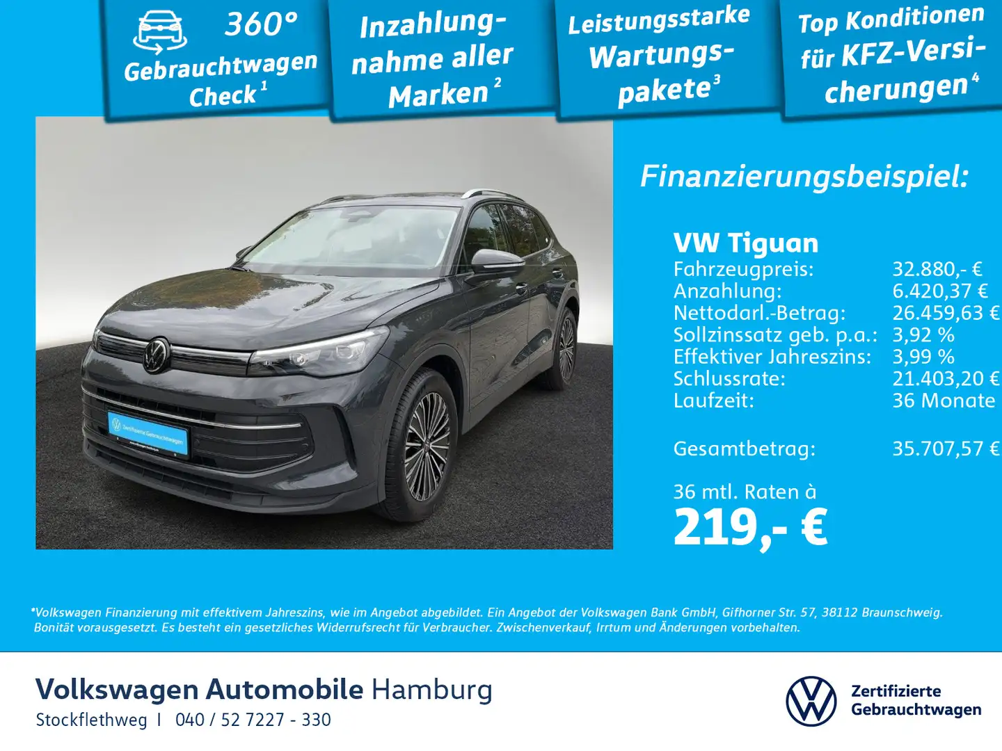 Volkswagen Tiguan 1.5 eTSI Life DSG Navi LED AHK Lenkradhzg Grau - 1