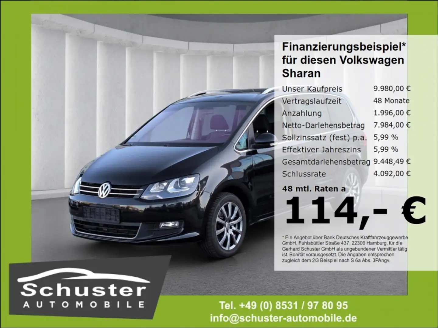 Volkswagen Sharan Comfortline 2.0TDI*DSG Bi-Xen Navi Tempo Schwarz - 1