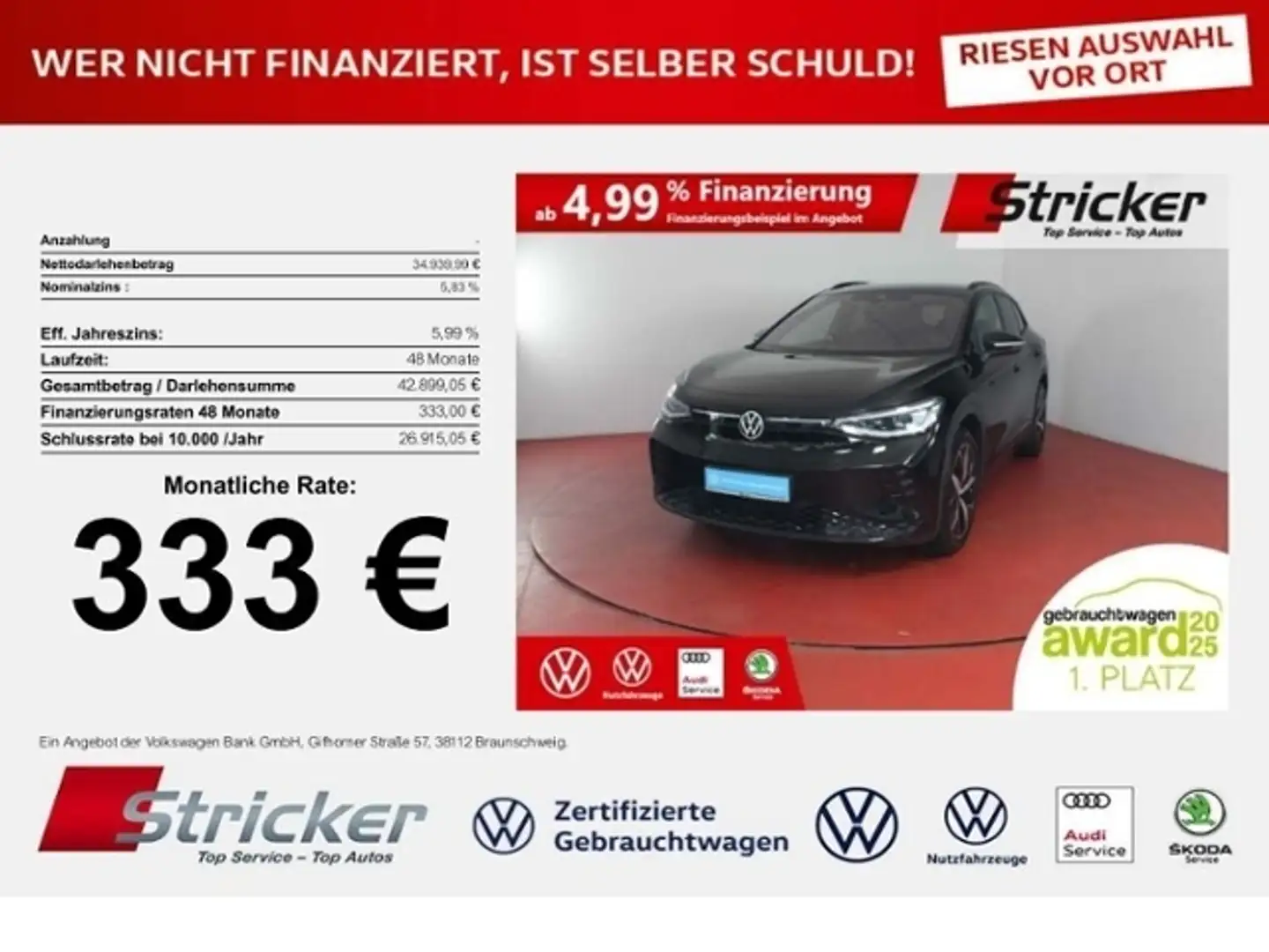 Volkswagen ID.4 GTX 333,-ohne Anzahlung ACC Navi Wärmepumpe Noir - 1