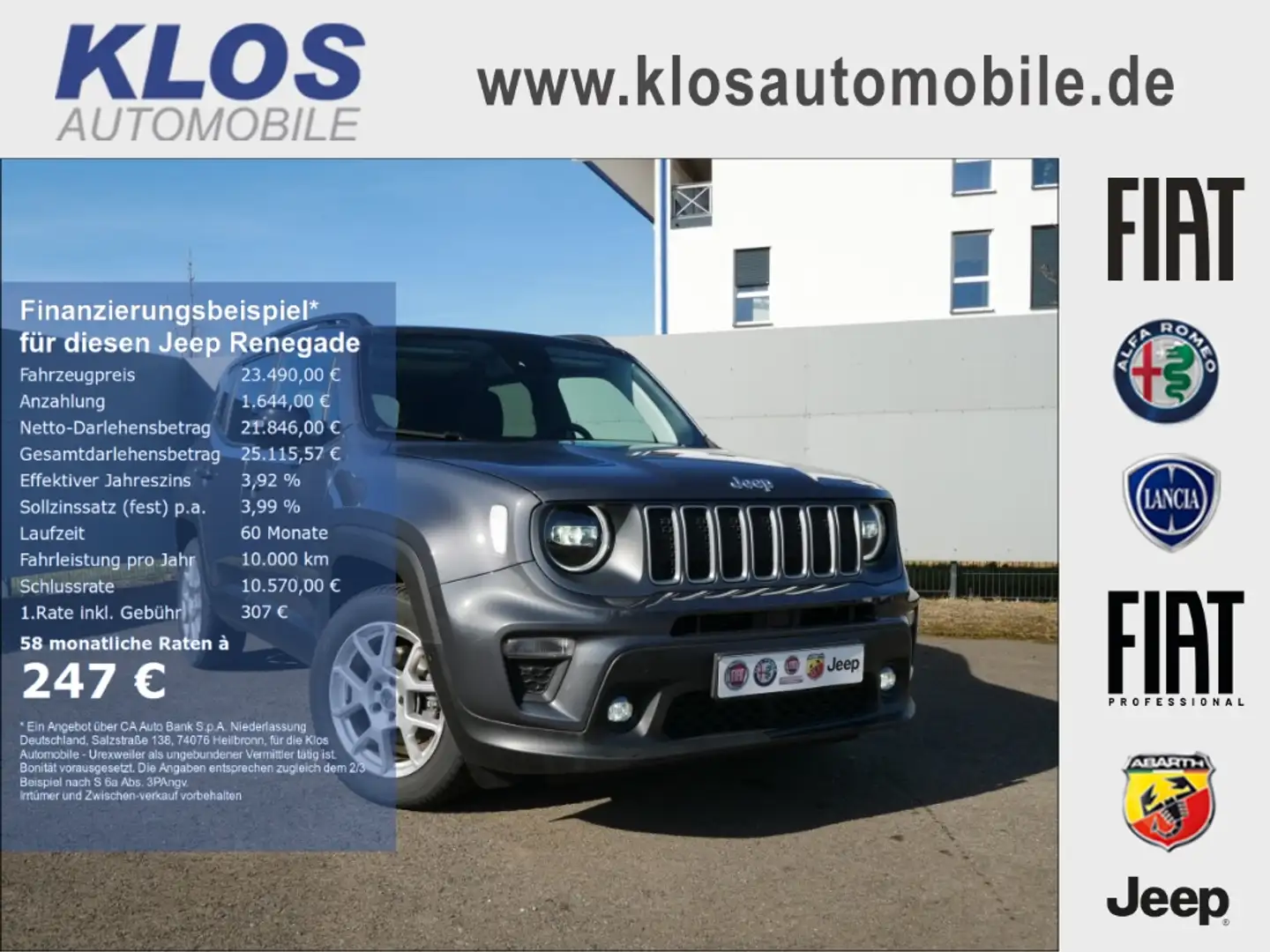 Jeep Renegade LIMITED e-HYBRID 1.5 GSE T4 48V 130PS DCT 4x2 NAVI Grau - 1