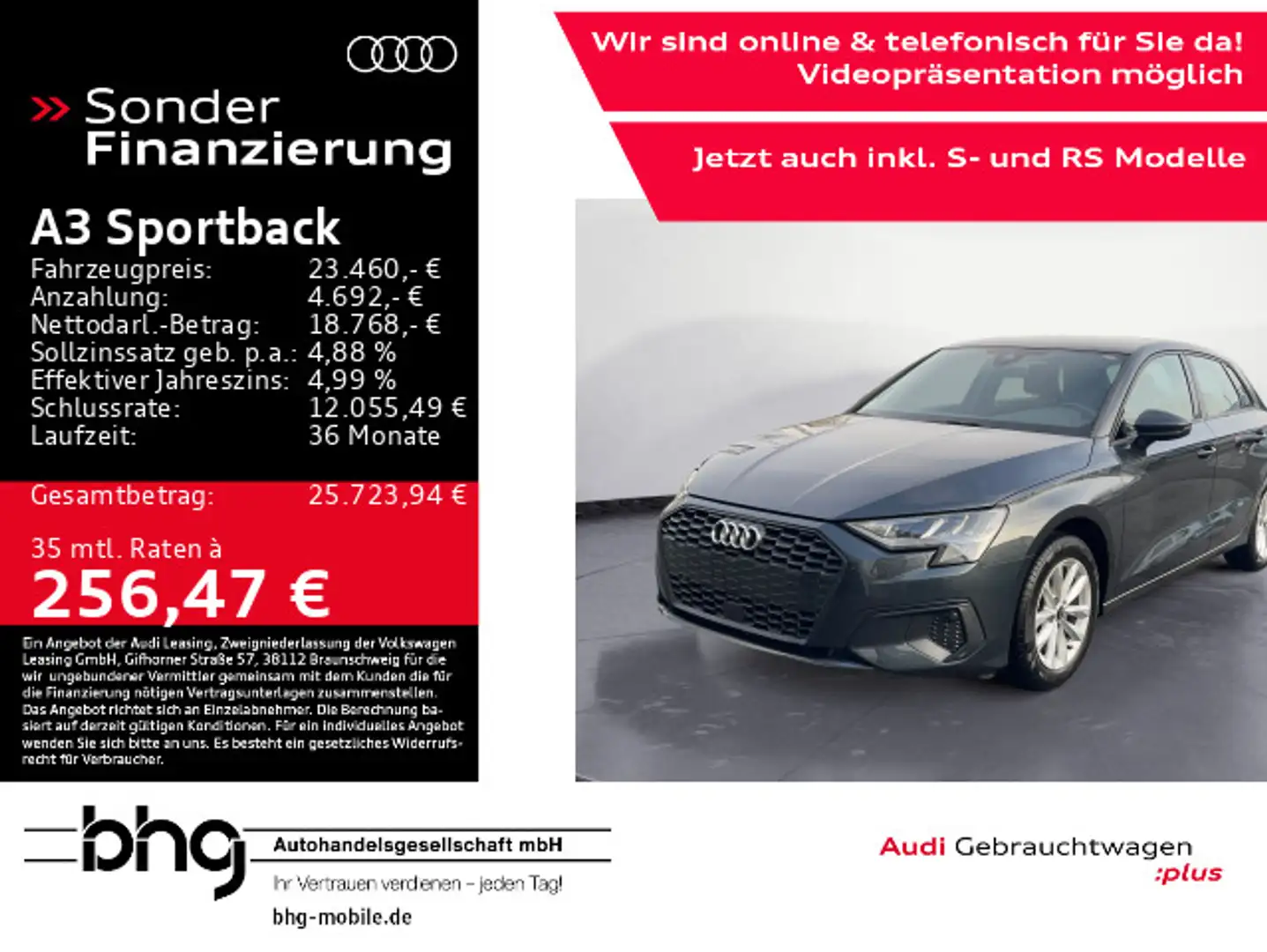 Audi A3 35 TFSI LED/Navi/Interface/Assist/u Grau - 1