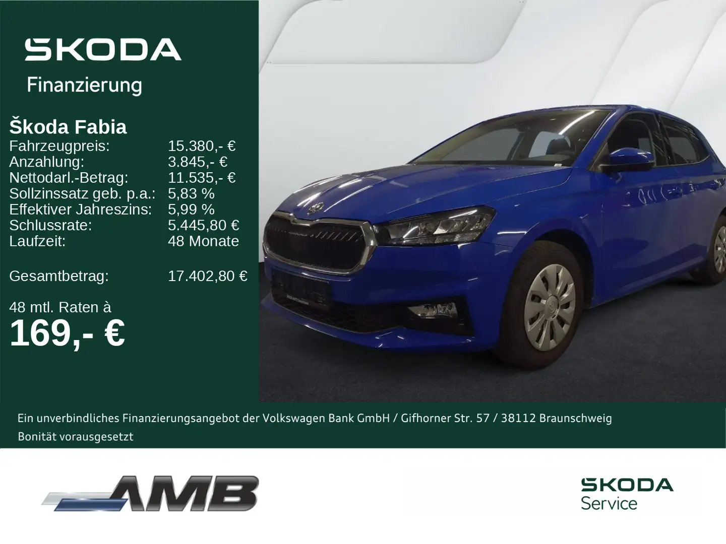 Skoda Fabia Essence 1.0 LED/Klima/Einparkhilfe Blau - 1