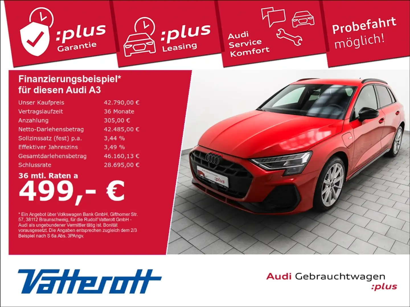 Audi A3 Sportback 45 TFSIe S line AHK Leder Navi ACC LED Rot - 1