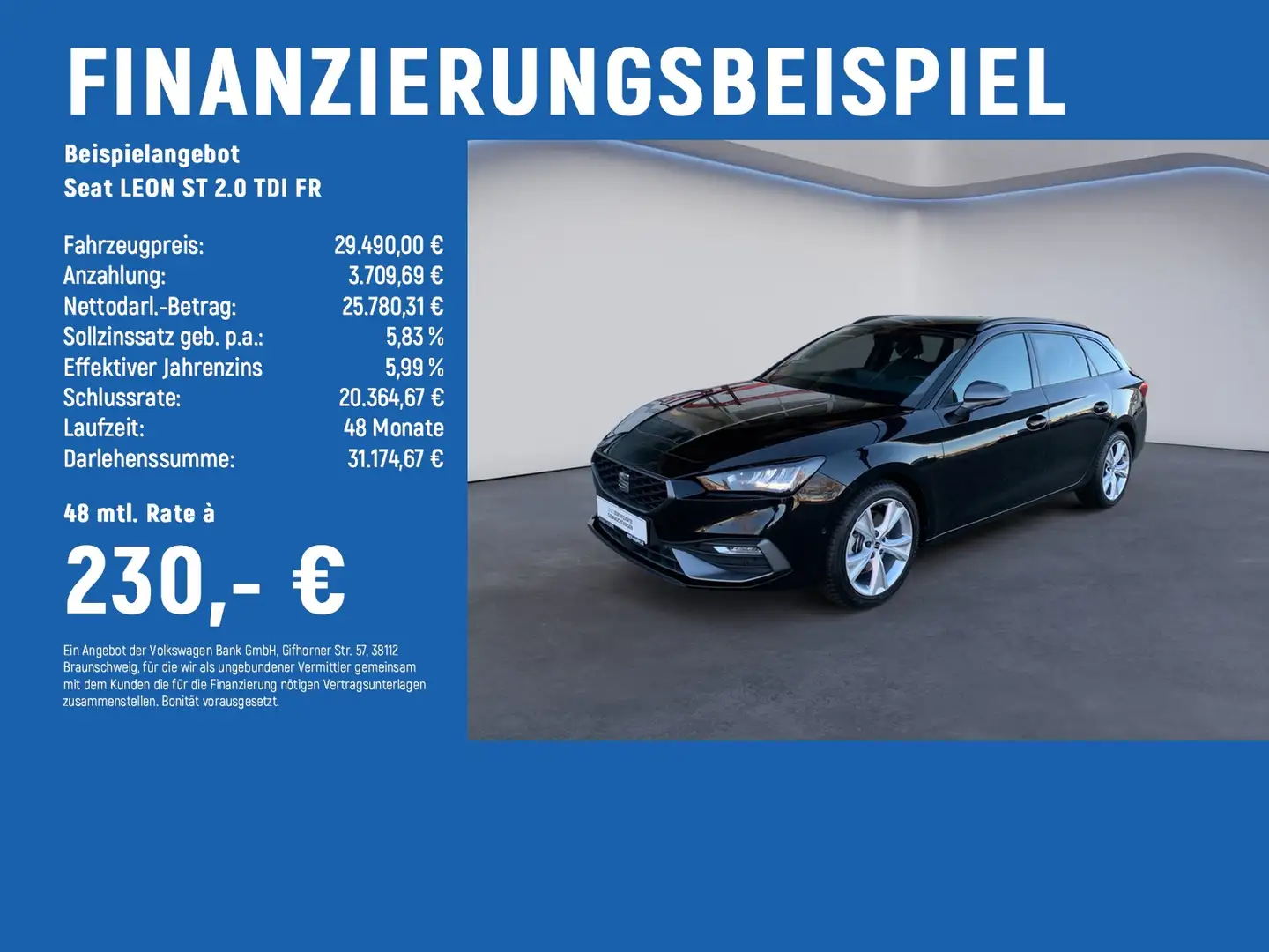 SEAT Leon ST 2.0 TDI FR AHK+NAVI+RFK Schwarz - 2