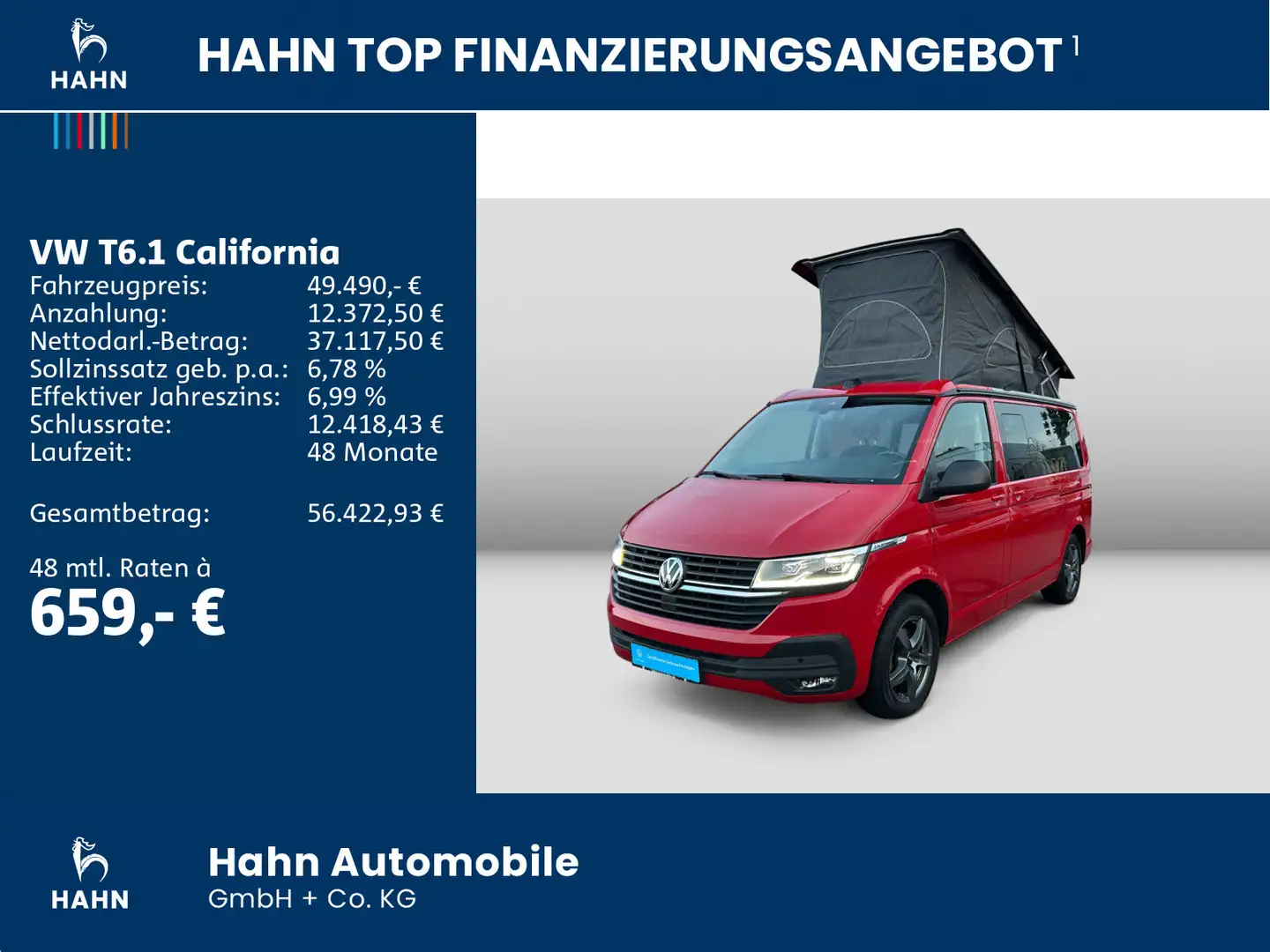 Volkswagen T6.1 California Beach 2,0TDI 110KW DSG AHK NAVI Rood - 2