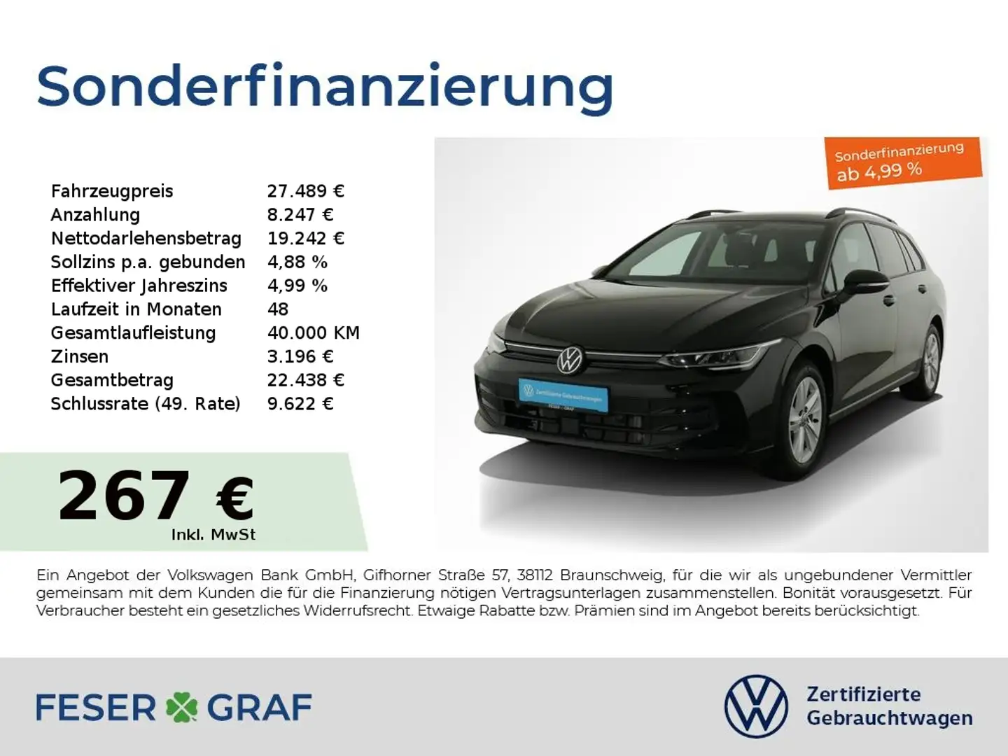 Volkswagen Golf Variant 1.5eTSI Life DSG BusinessPremium-Paket Schwarz - 1