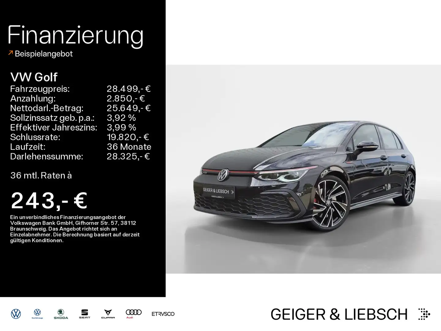 Volkswagen Golf GTI Golf VIII 2.0 TSI DSG GTI*IQ.LIGHT*LEDER*KAMERA* Czarny - 1
