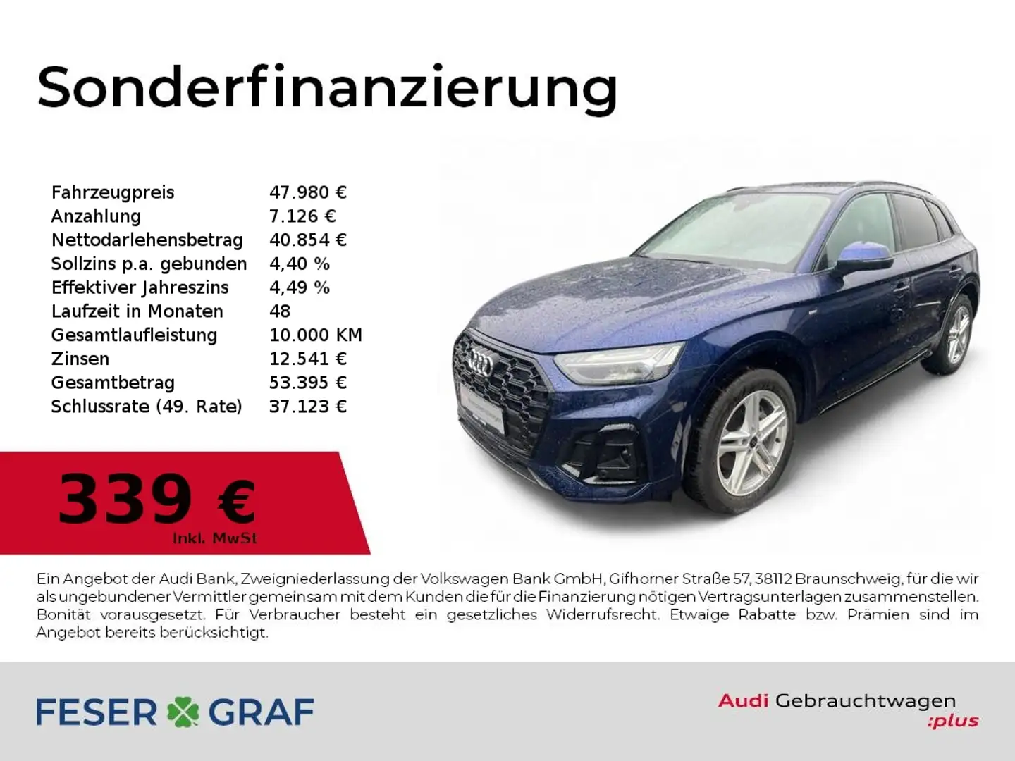 Audi Q5 S line 45 TFSI quattro 360°/AZV/Navi+/Matrix Blau - 1