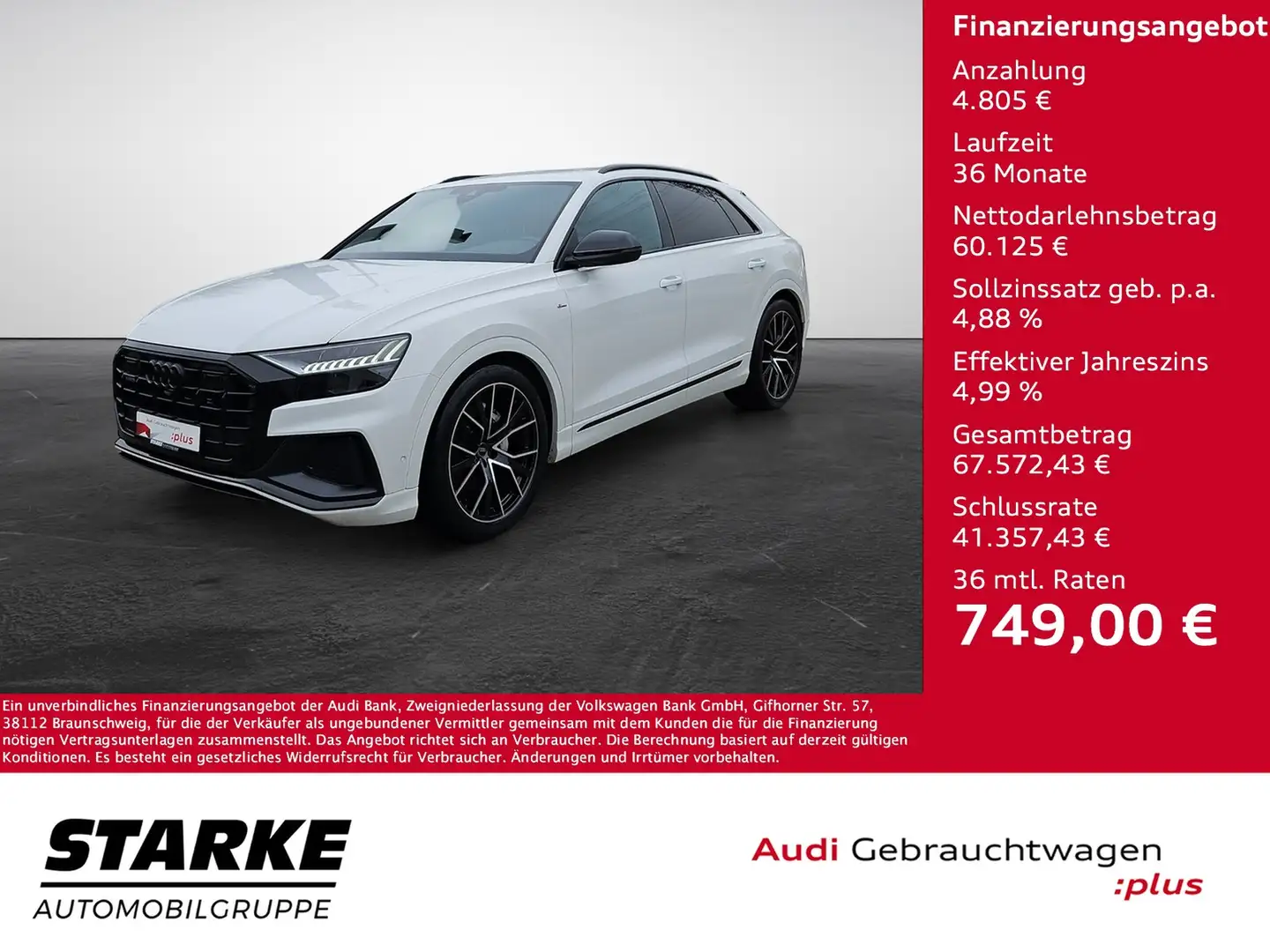 Audi Q8 50 TDI tiptronic quattro 2x S-line NaviPlus Mat... Weiß - 1