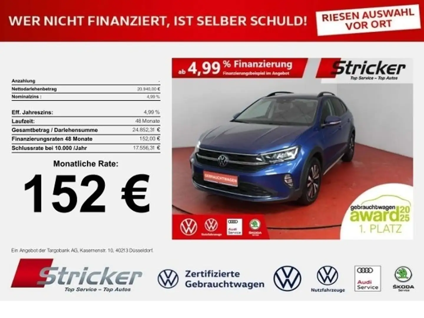 Volkswagen Taigo Life 1.0 TSI DSG 152,-ohne Anzahlung Kamera App-C Blau - 1