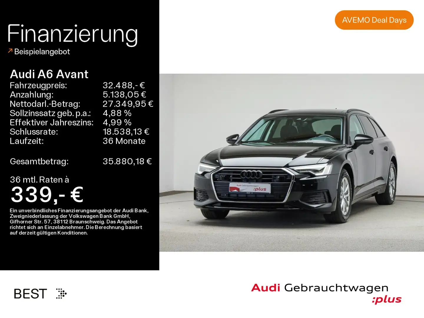 Audi A6 40 TDI Tour*Pano*HUD*Matrix*Stndhzg Schwarz - 1