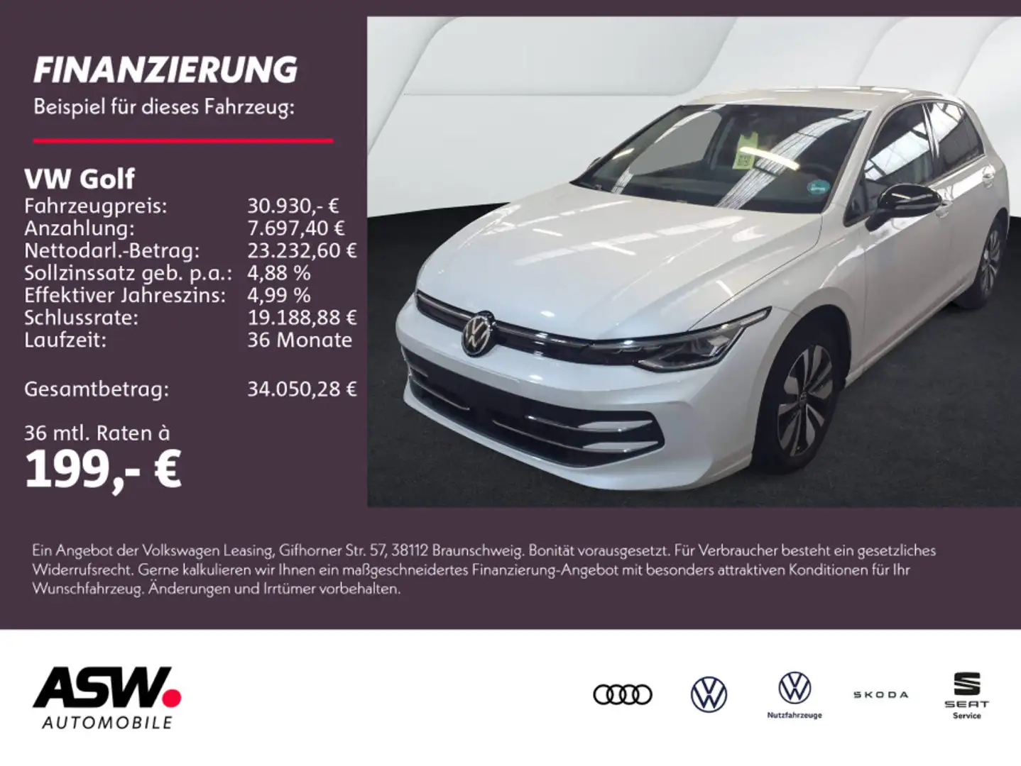 Volkswagen Golf Goal 2.0 TDI DSG LED Navi Klima RFK SHZ AHK Weiß - 1