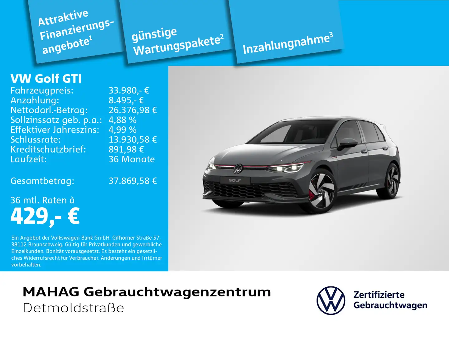 Volkswagen Golf GTI Golf VIII GTI Clubsport 2.0 TSI IQ.Light Navi Pa Grau - 1