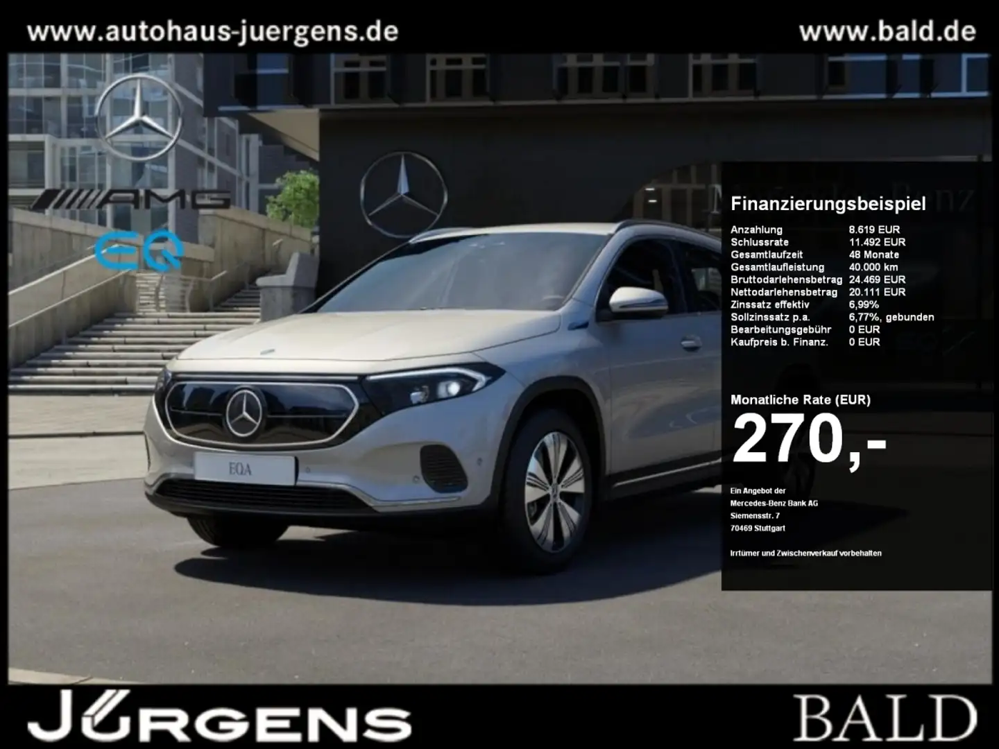 Mercedes-Benz EQA 250 Progressive/Wide/LED/Cam/Amb/Easy-P/18" Argento - 1