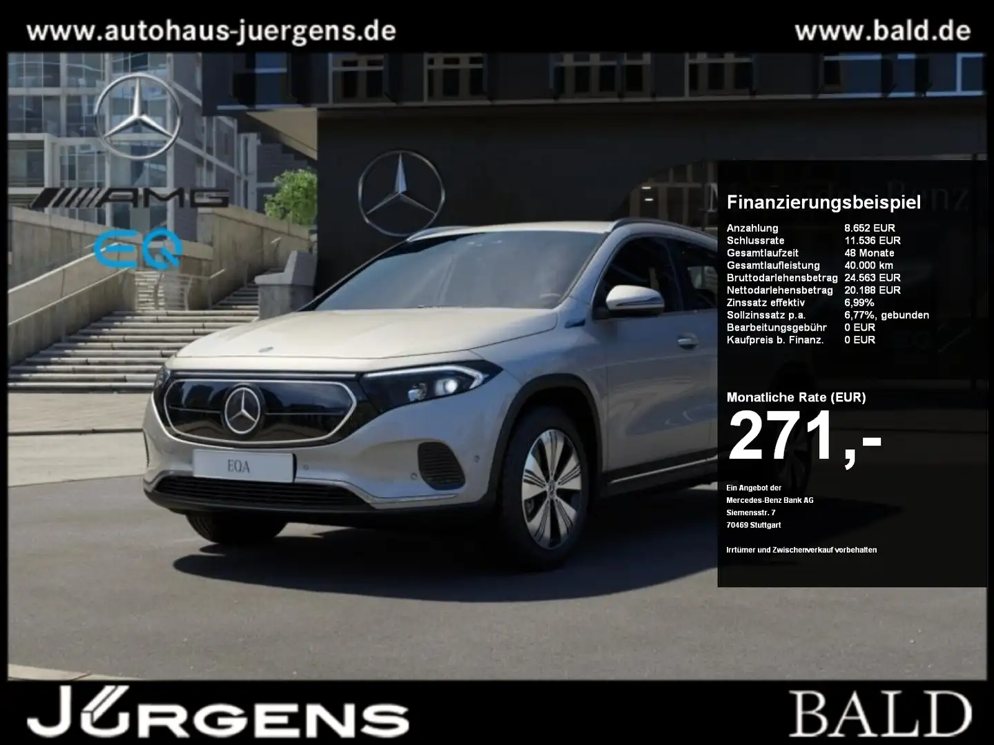 Mercedes-Benz EQA 250 Progressive/Wide/LED/Cam/Amb/Easy-P/18" srebrna - 1