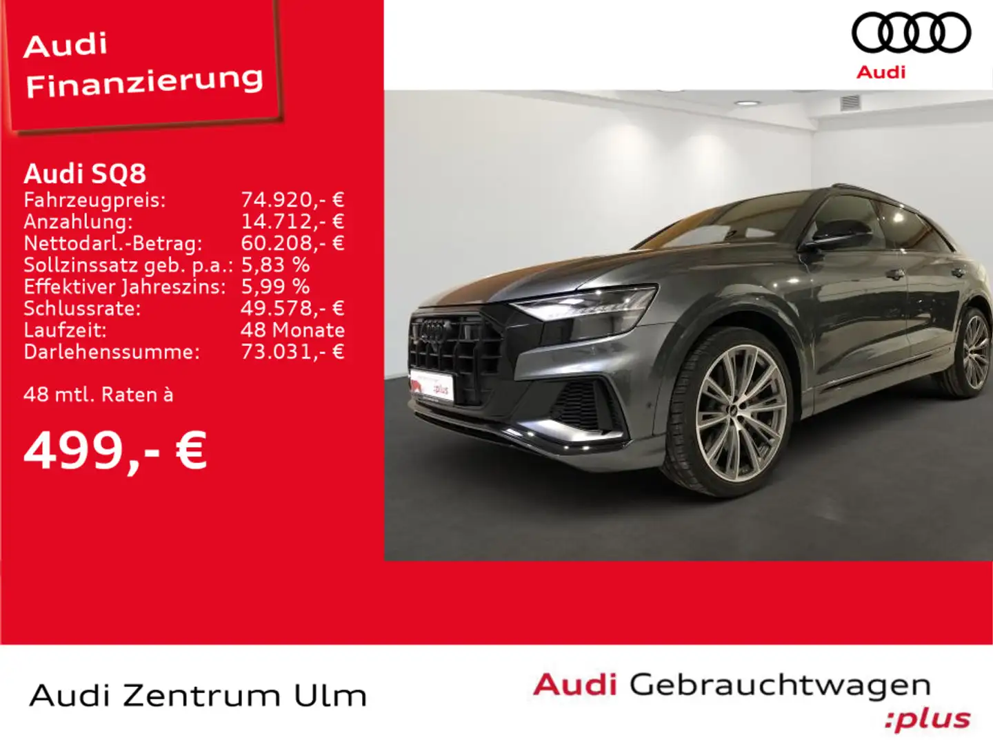 Audi SQ8 TFSI advanced KERAMIK PANO STDHZ LUFT 23" siva - 1