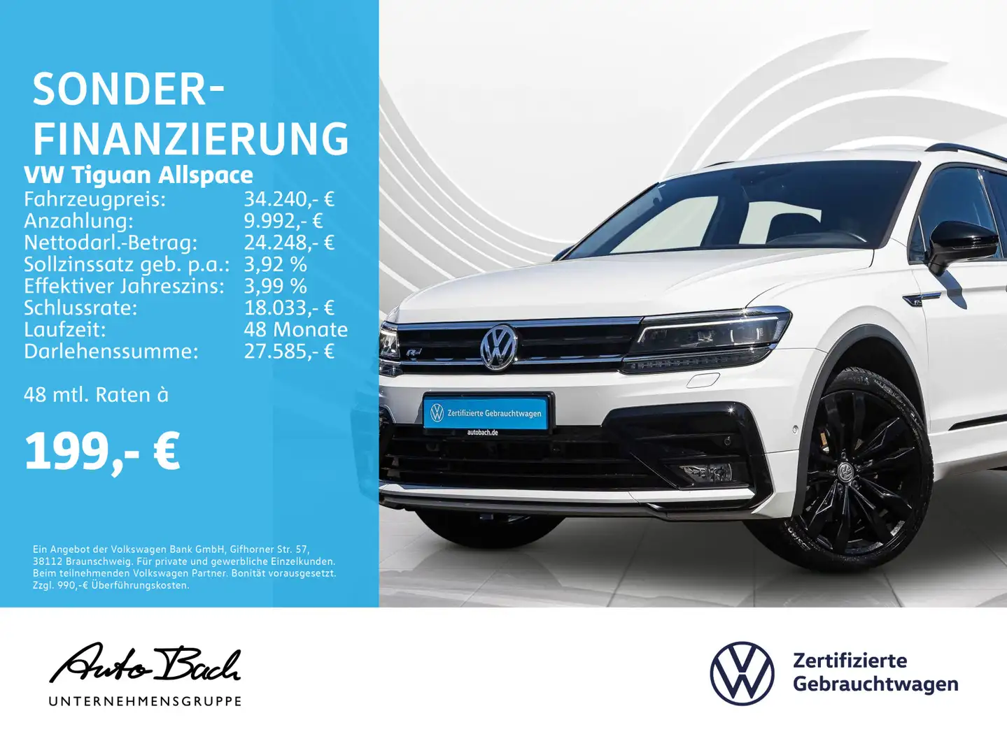 Volkswagen Tiguan Allspace 2.0 TDI DSG Highline R-Line Blac Weiß - 1