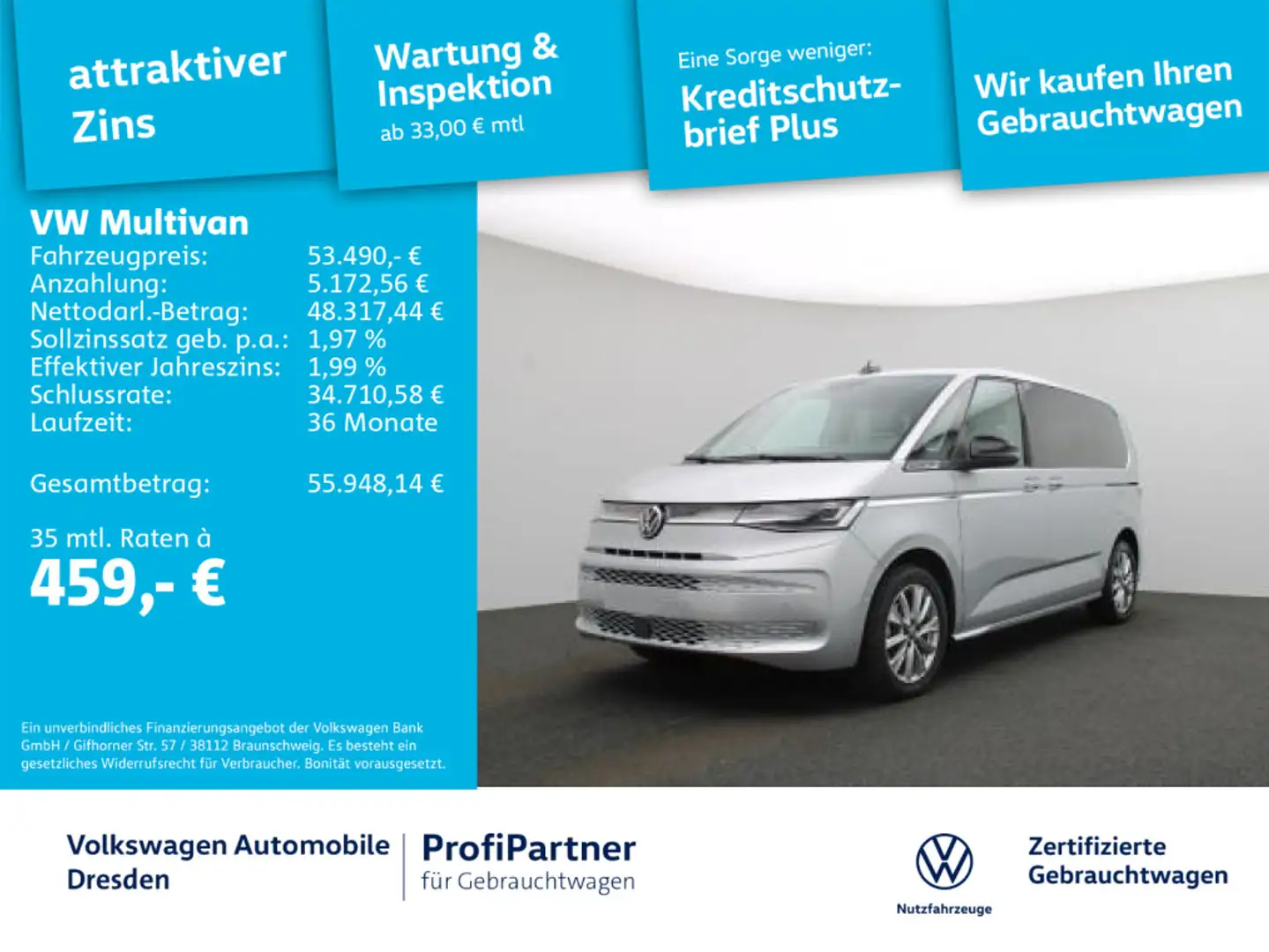 Volkswagen T7 Multivan T7 Multivan Style IQ-LED NAV ACC AHZV SIDE 18" Silber - 1