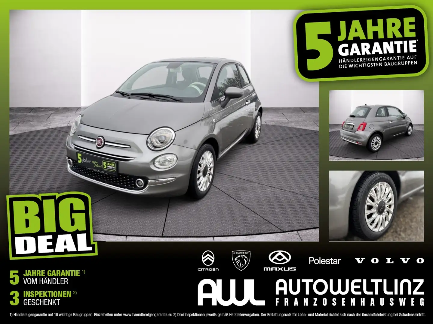 Fiat 500 Hybrid 70 Dolcevita Pano+KlimaA+LM+PDC Grau - 1